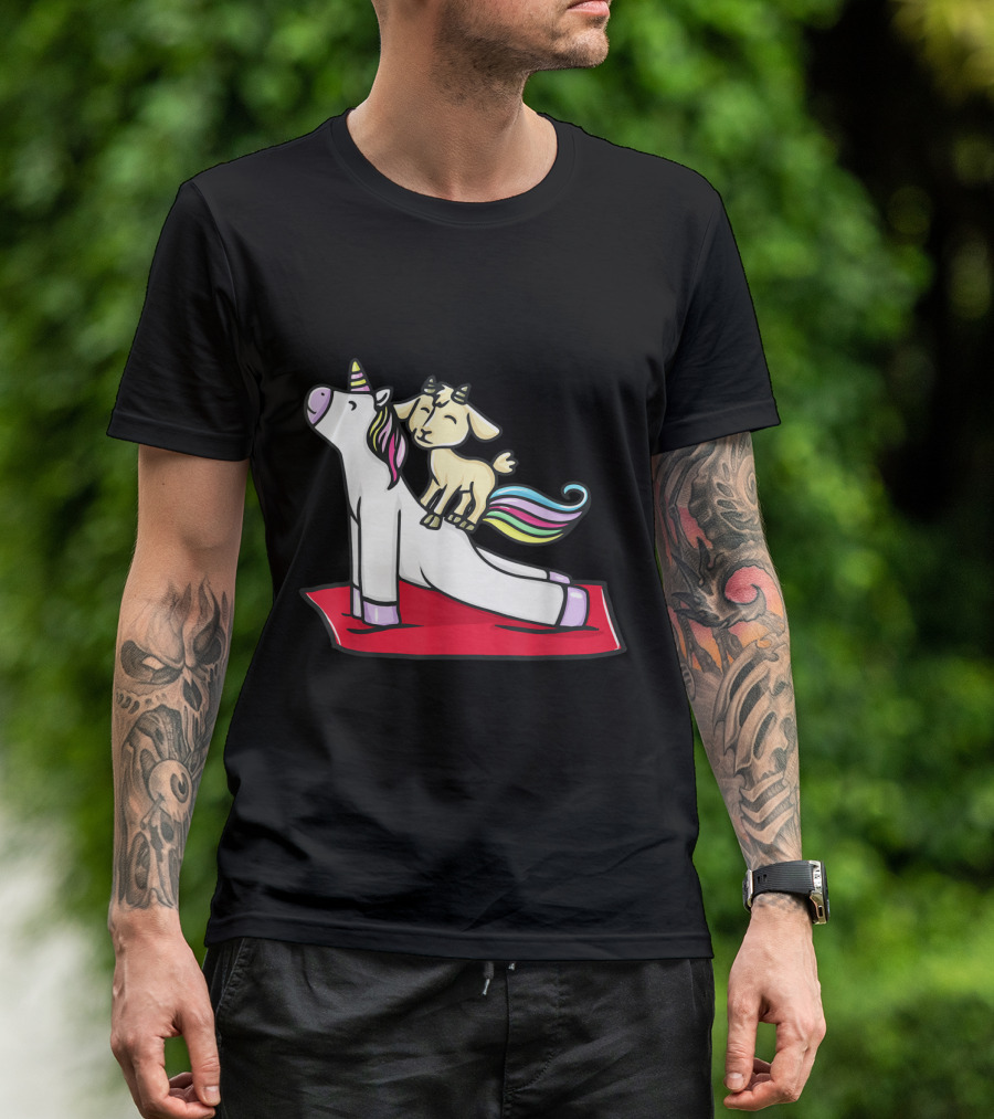 Yoga Unicorn Pose With Playful Goat Balance T-Shirt