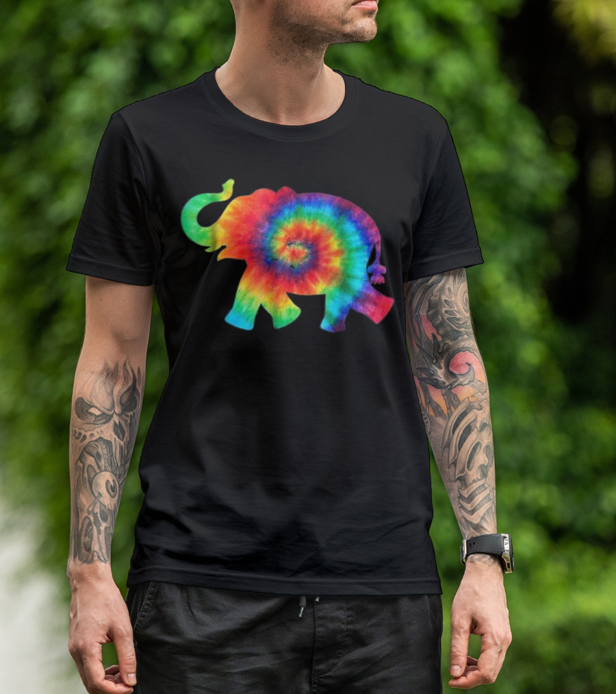 Tie Dye Elephant Rainbow Spiral Save The Animal T-Shirt