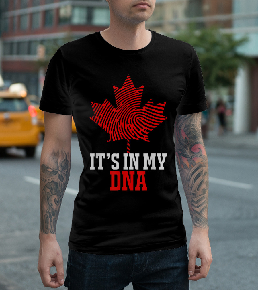 Canada Flag Maple Leaf It's in My DNA Fingerprint Canada Day T-Shirt