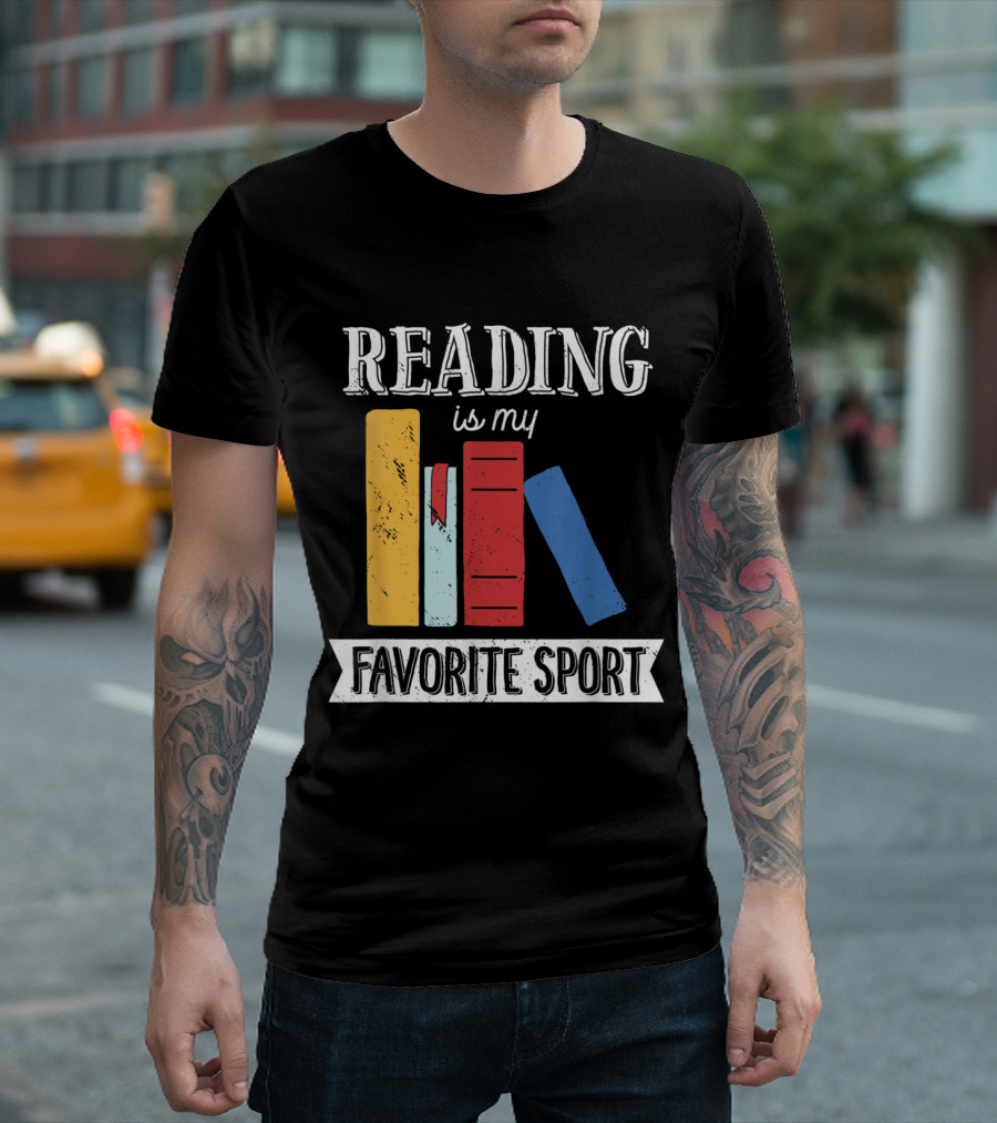 Reading Is My Favorite Sport Book Stack T-Shirt