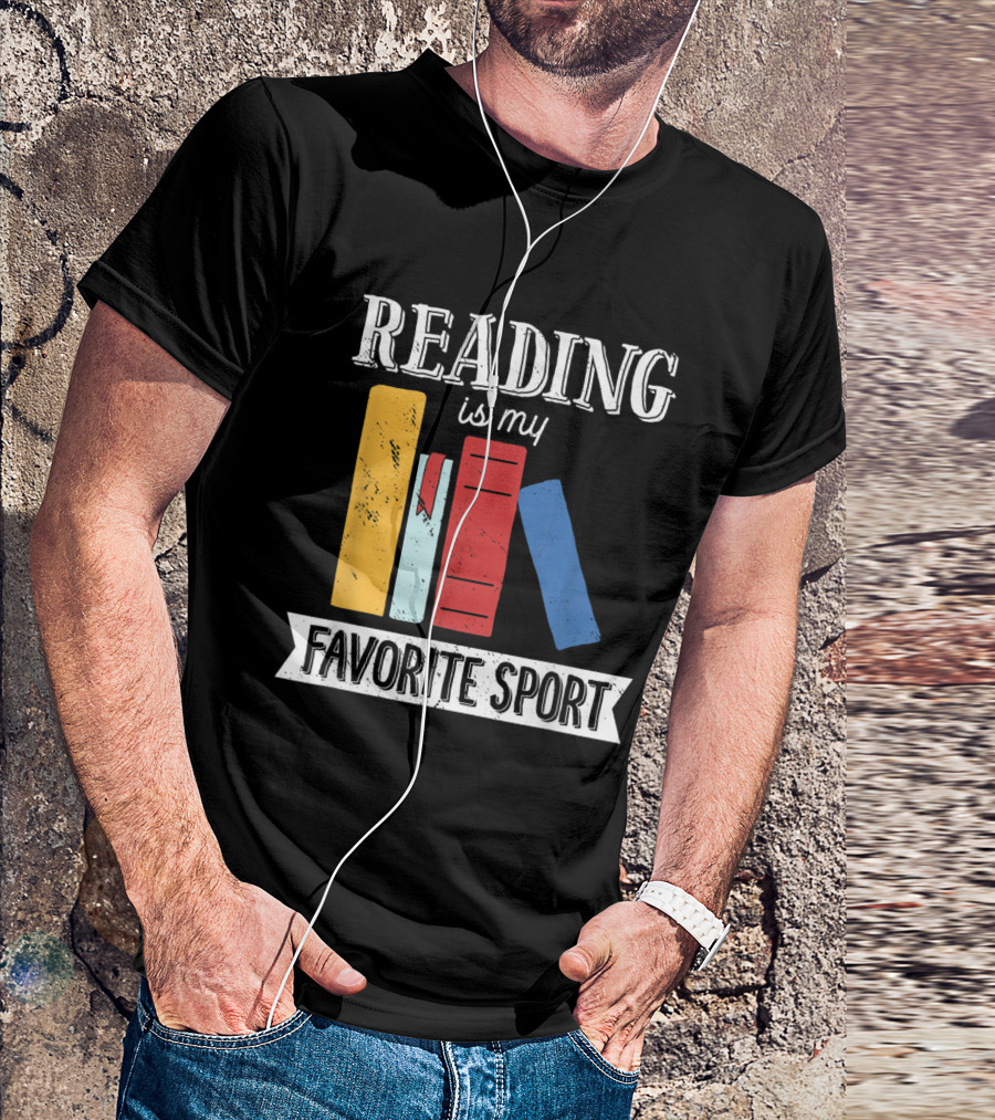 Reading Is My Favorite Sport Book Stack T-Shirt