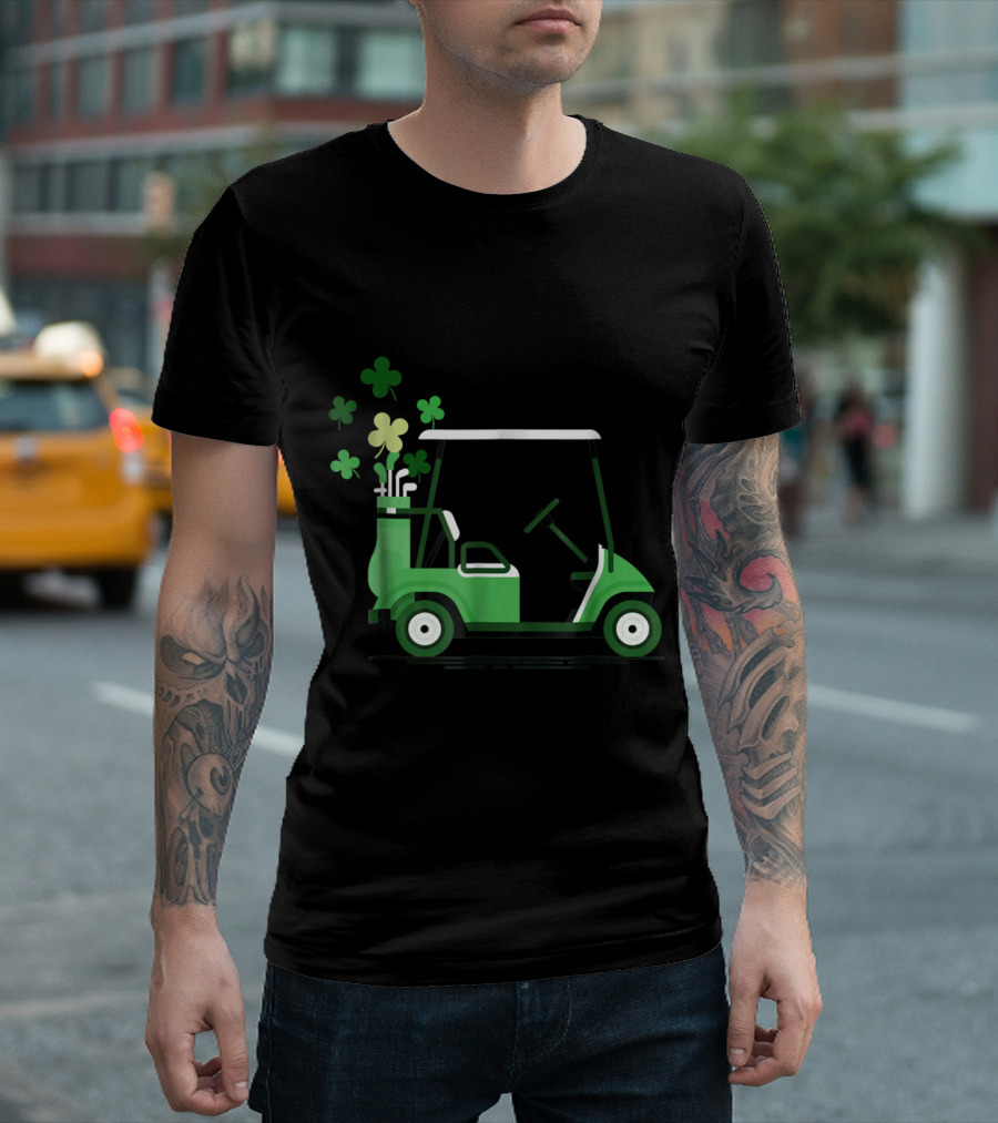 Golf Cart Happy Green Shamrock Luck T-Shirt