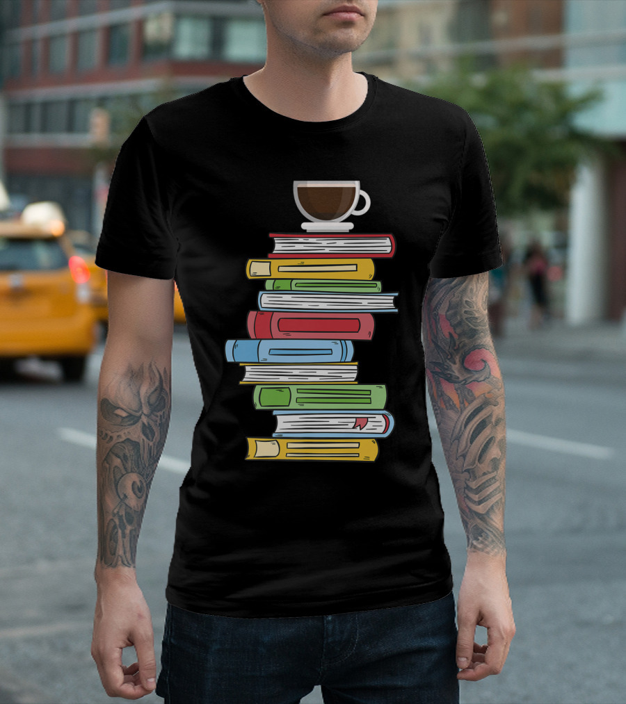 English Teacher Book Lover Coffee and Books Passion Stack T-Shirt