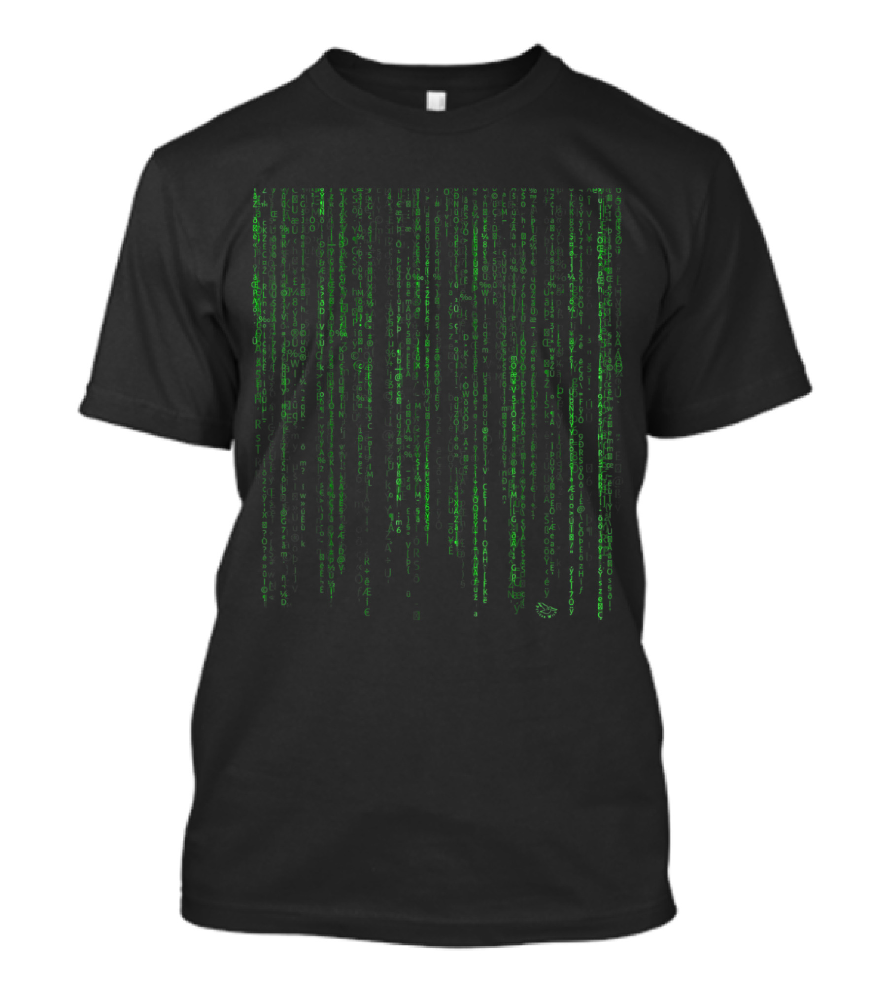 Crypto Technology Digital Code Matrix Style Green Digital Rain T-Shirt