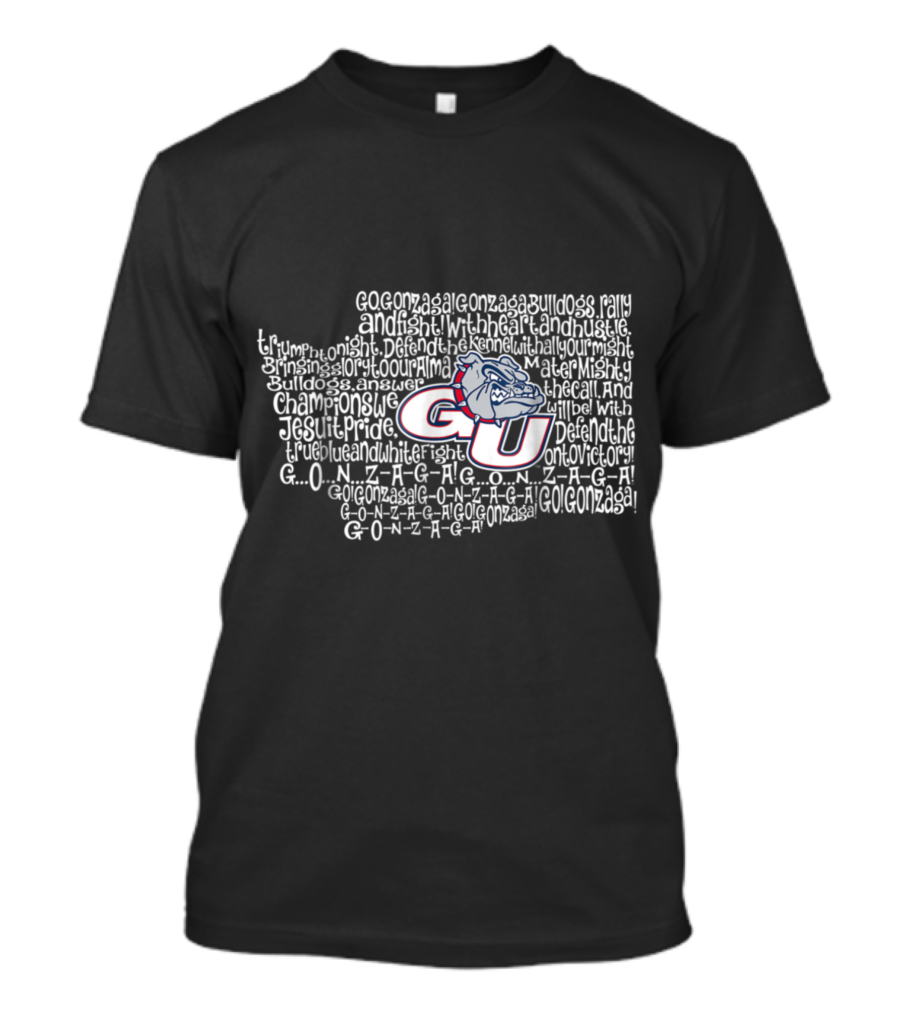 Gonzaga Bulldogs Rally With Heart And Hustle GU Logo Jesuit Pride Chant T-Shirt