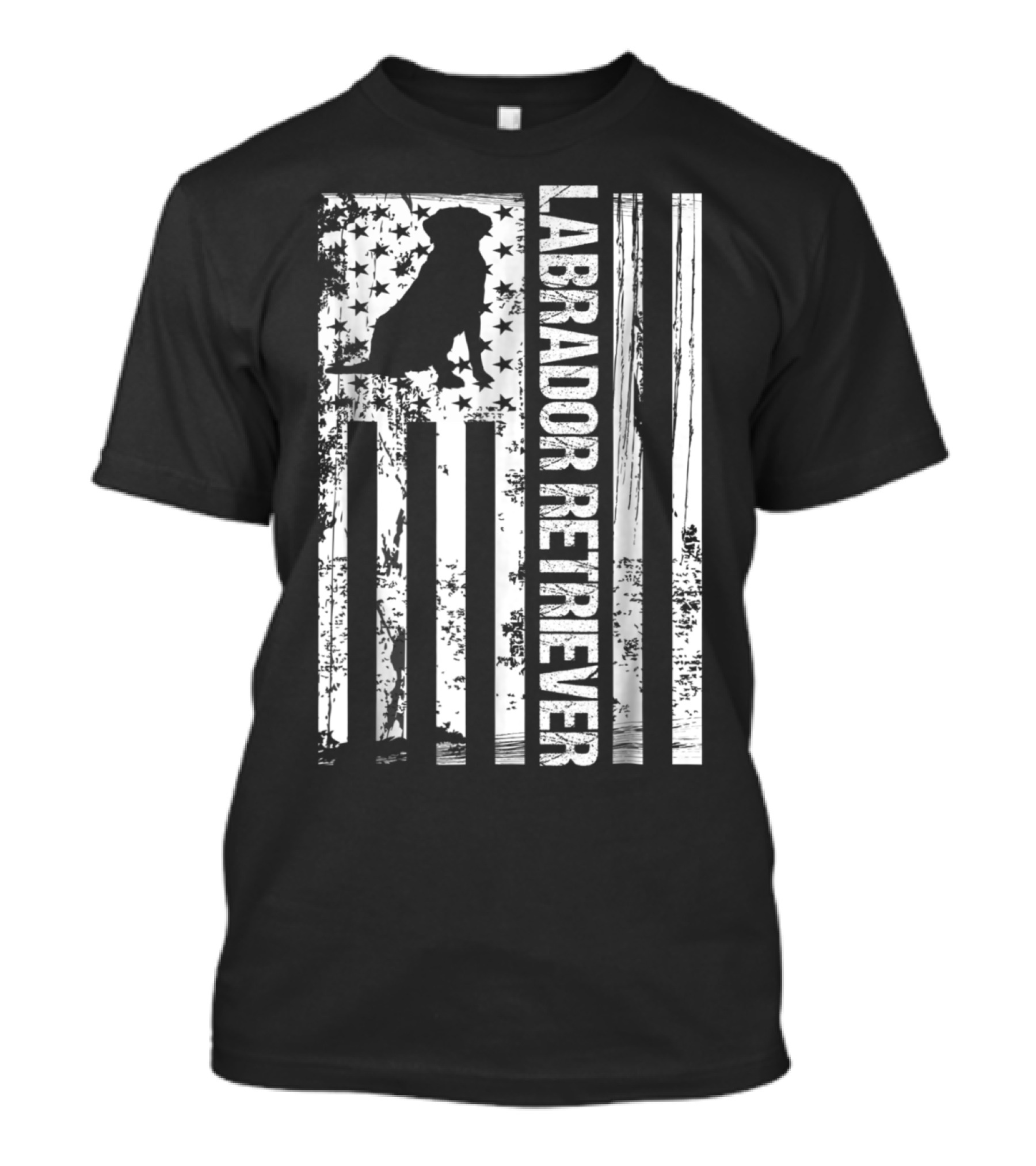 Labrador Retriever Silhouette American Flag T-Shirt