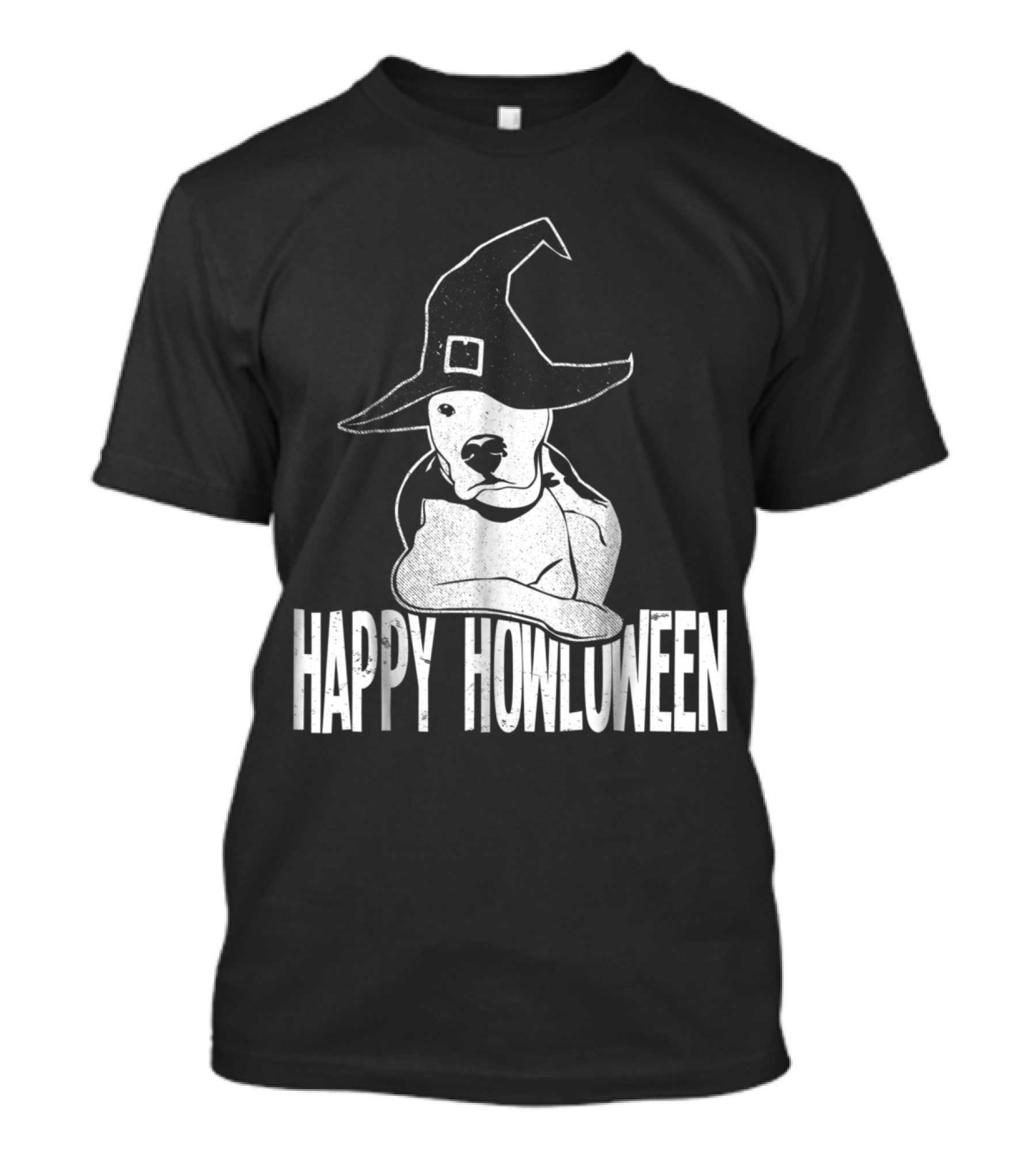 Happy Howloween Pitbull With Witch Hat Halloween T-Shirt
