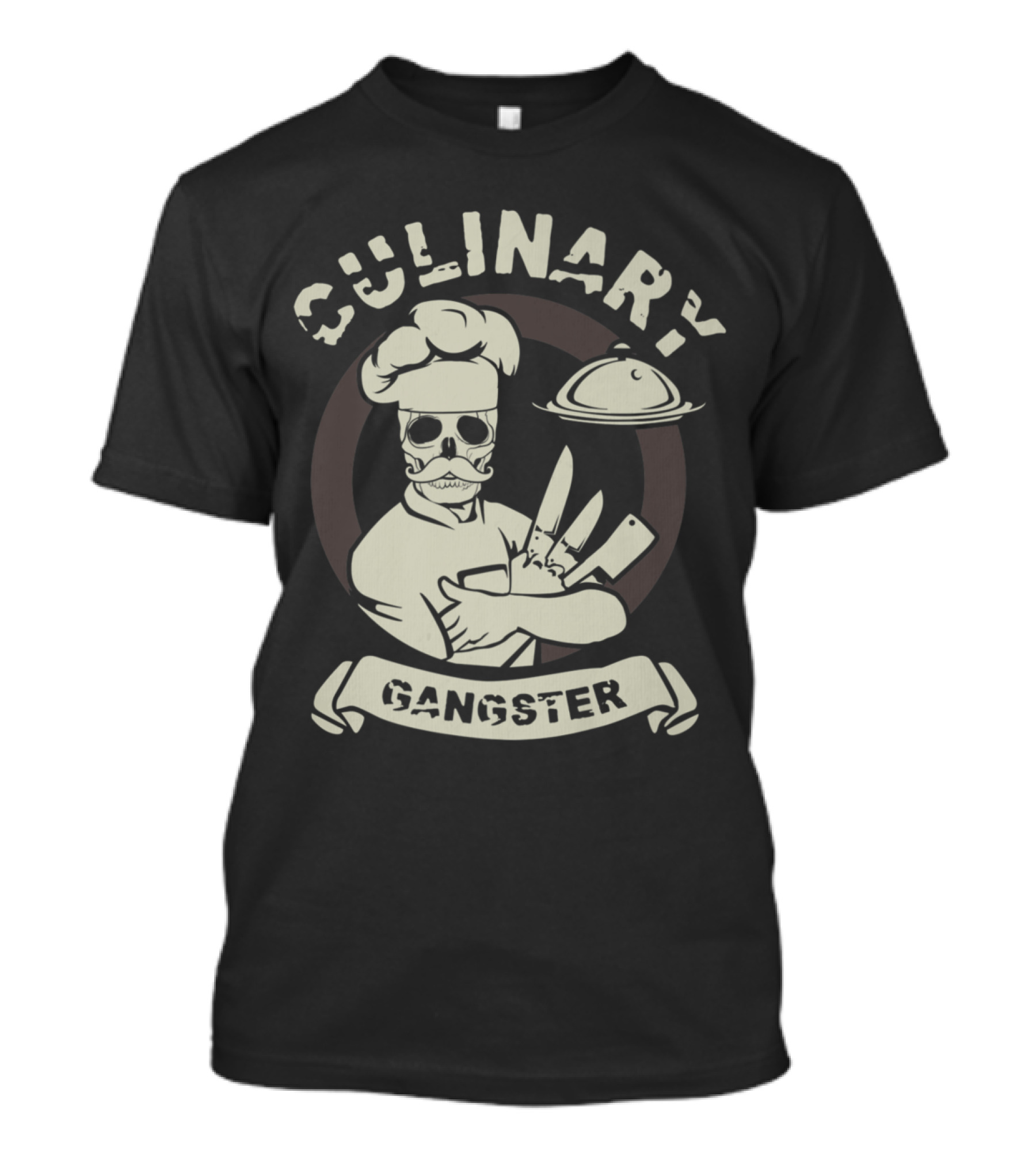 Culinary Gangster Chef Skull With Knives BBQ Cooking Guru T-Shirt
