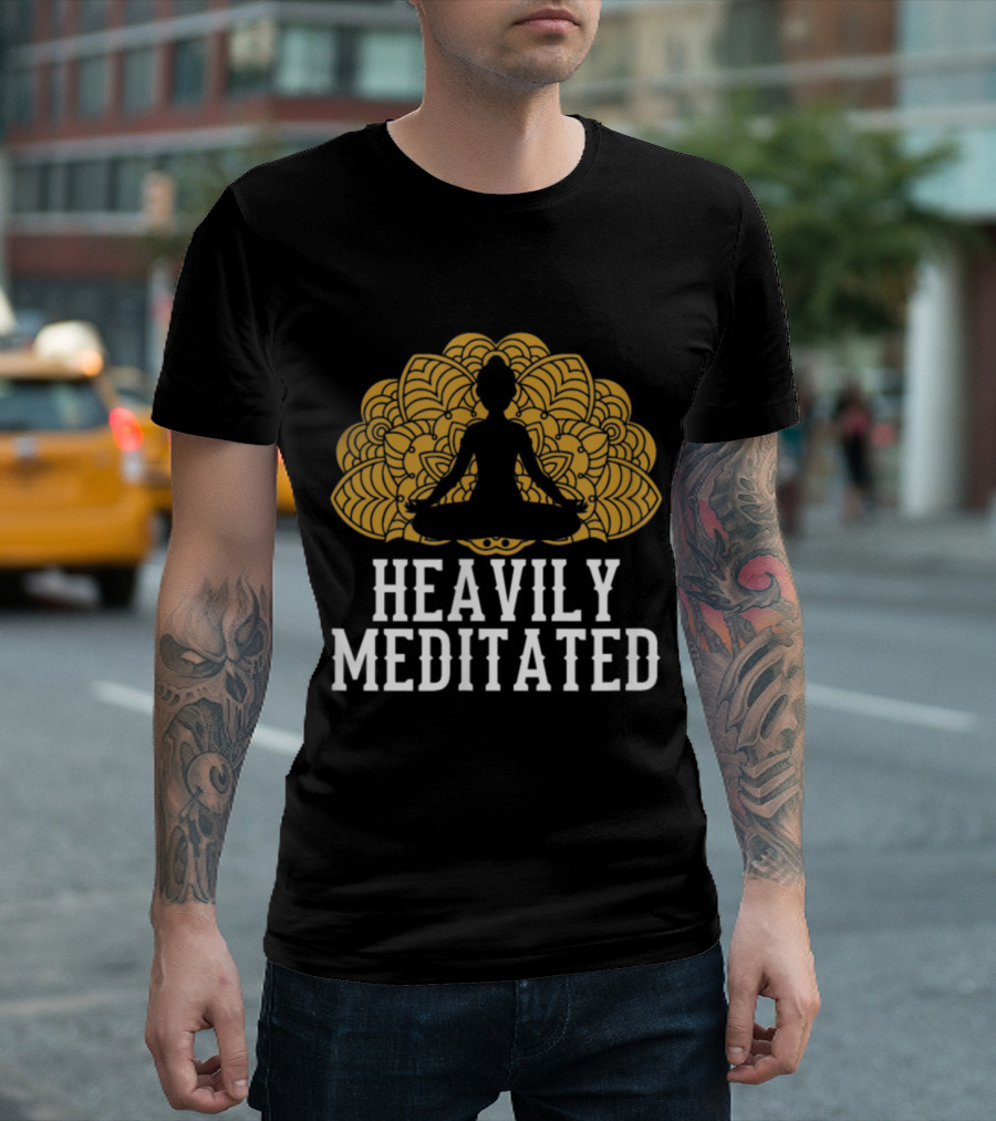 Heavily Meditated Yoga Meditation Silhouette with Mandala Background T-Shirt