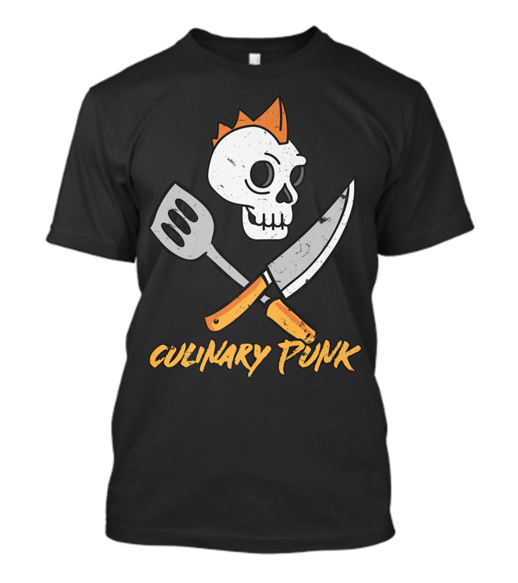 Culinary Punk Skull With Knife And Spatula Chef Humor T-Shirt