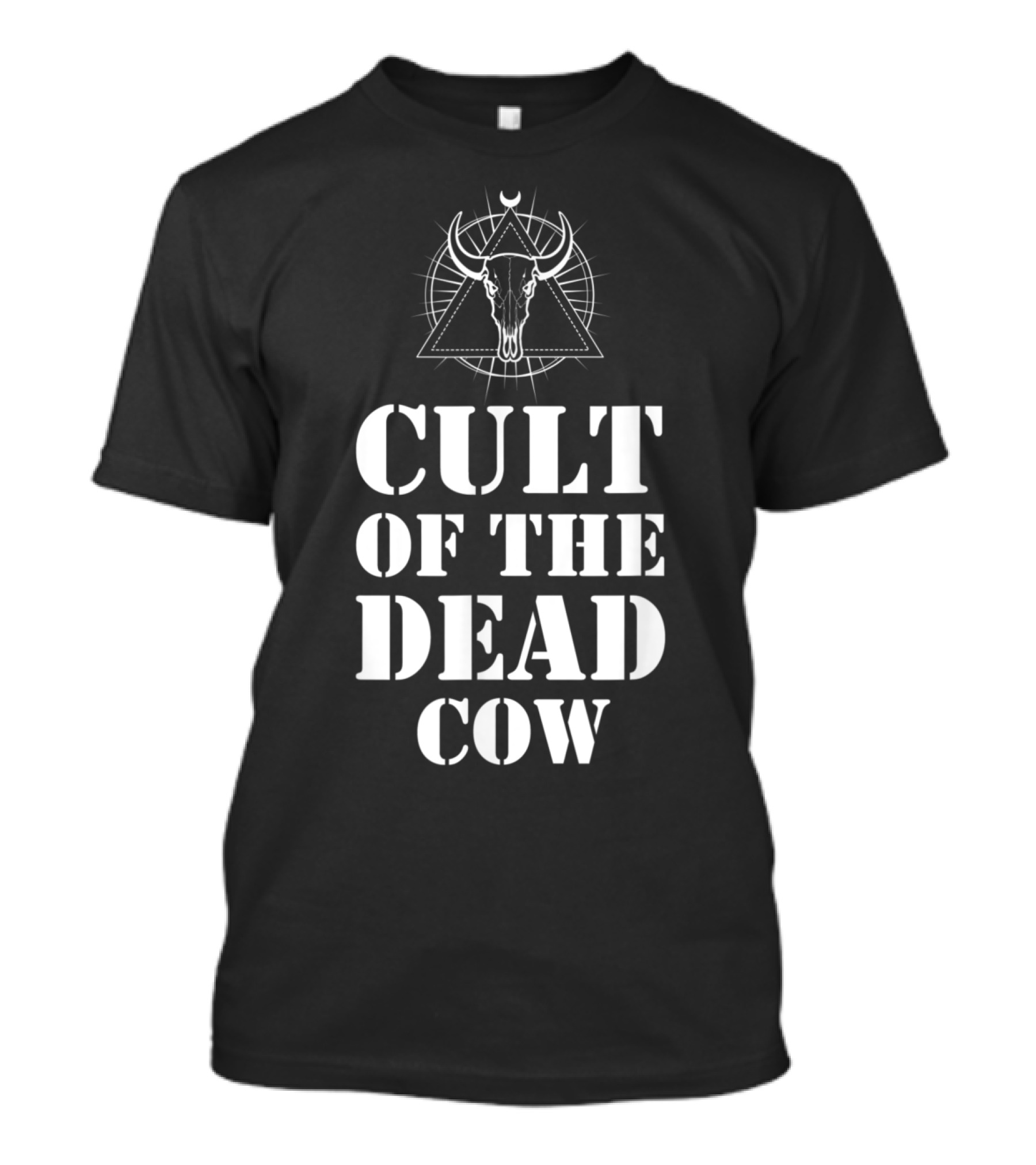 Cult Of The Dead Cow Sacred Bull Skull With Crescent Moon And Triangular T-Shirt