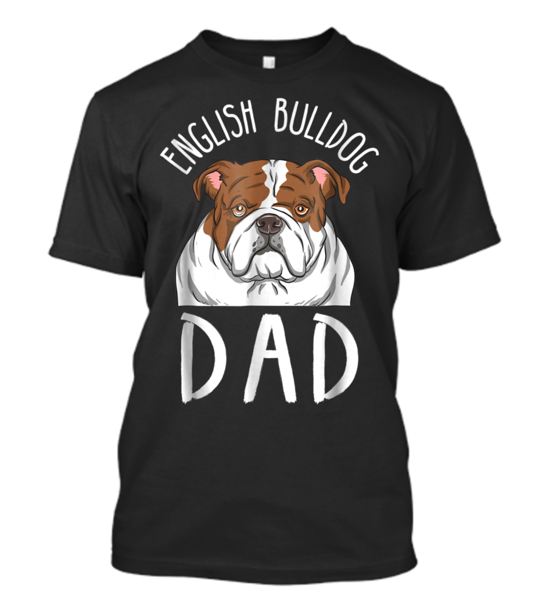 English Bulldog Dad With Illustrated Bulldog Head T-Shirt