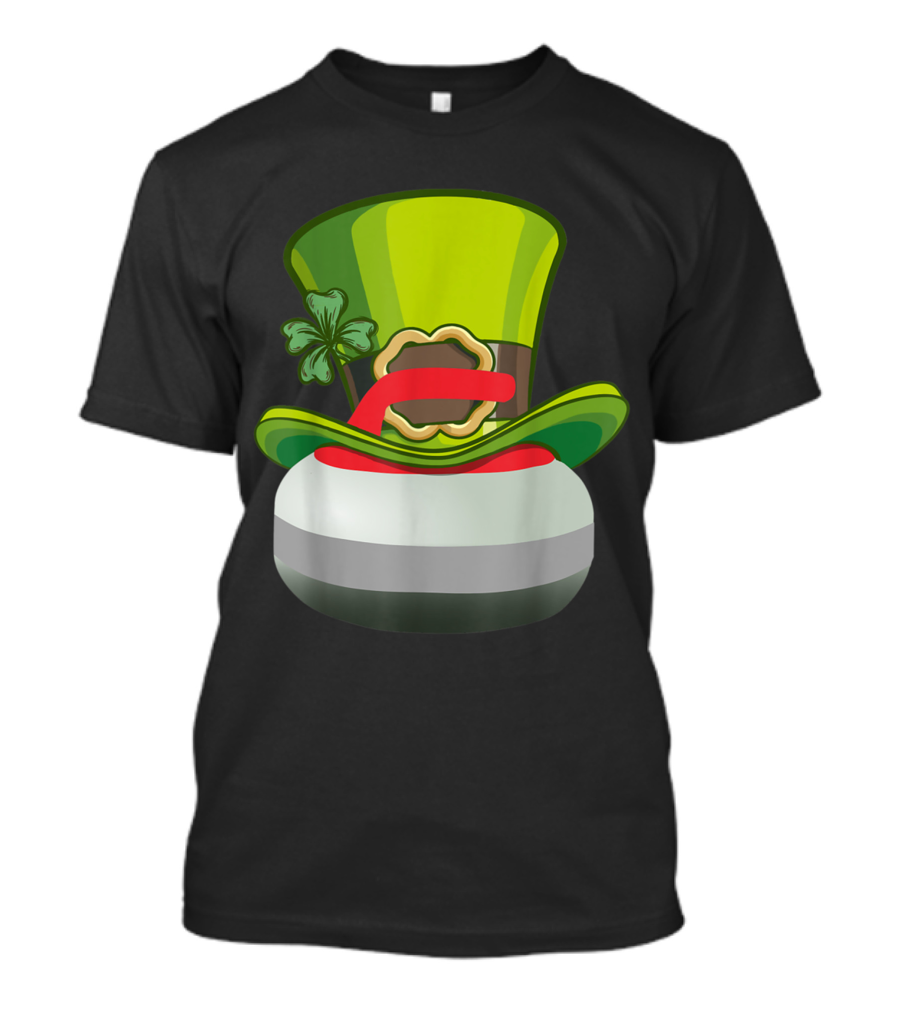 Leprechaun Hat And Shamrock On Curling Stone T-Shirt