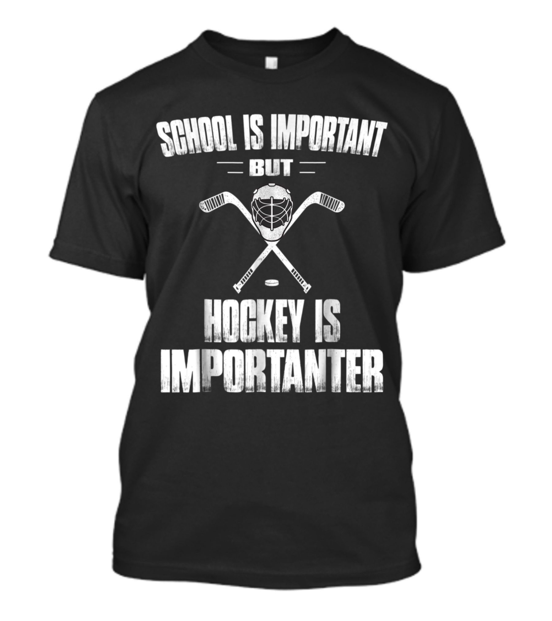 School Is Important But Hockey Is Importanter Vintage Hockey Mask And Sticks T-Shirt