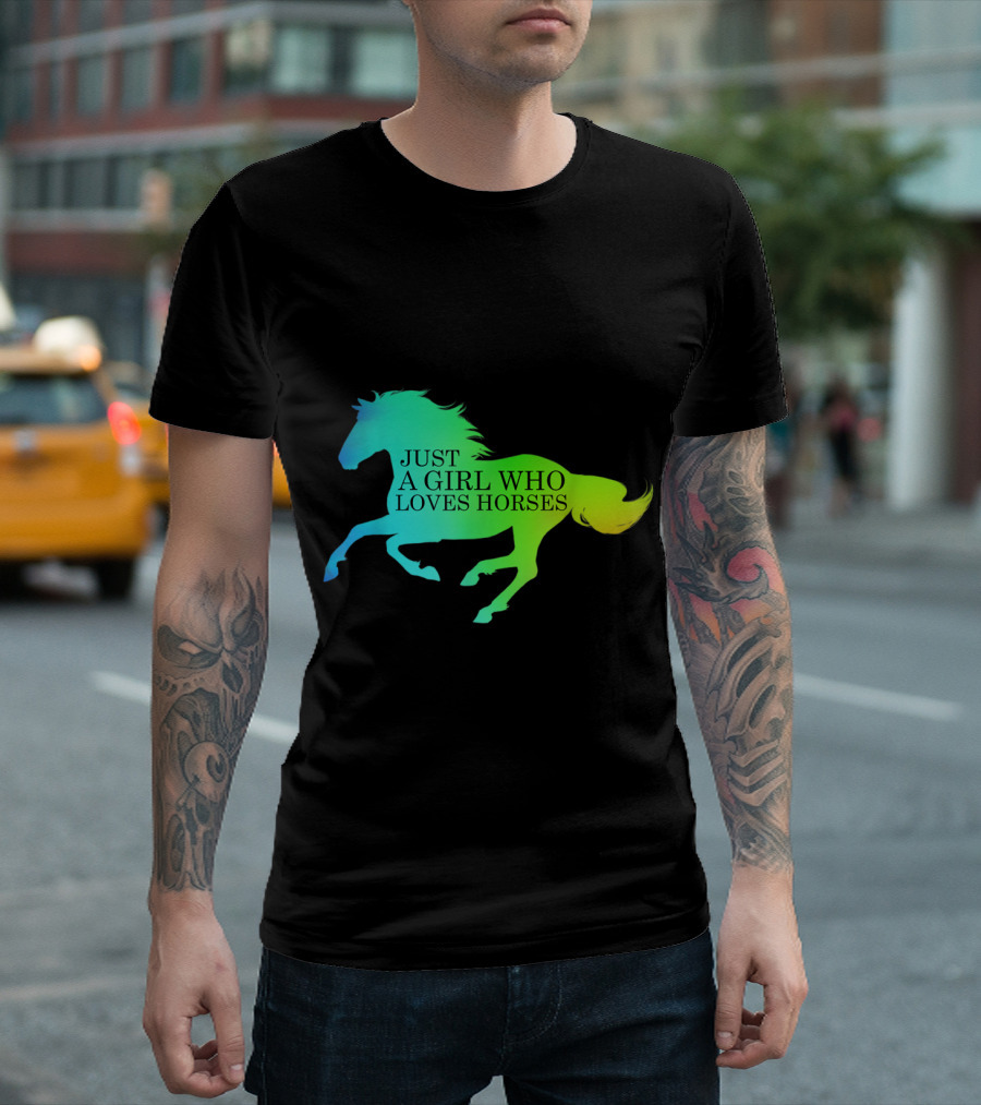 Just A Girl Who Loves Horses Rainbow T-Shirt