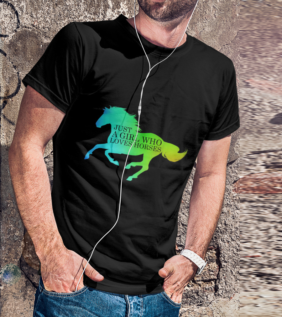 Just A Girl Who Loves Horses Rainbow T-Shirt