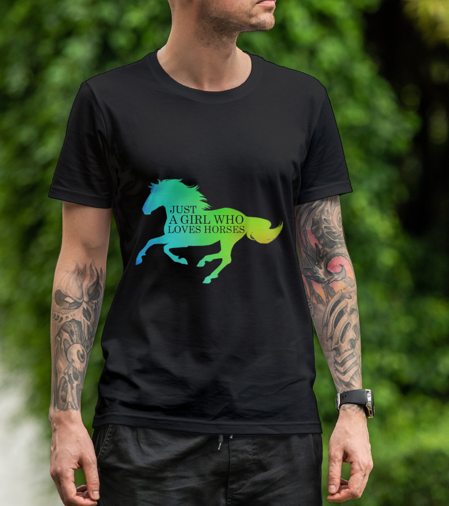 Just A Girl Who Loves Horses Rainbow T-Shirt