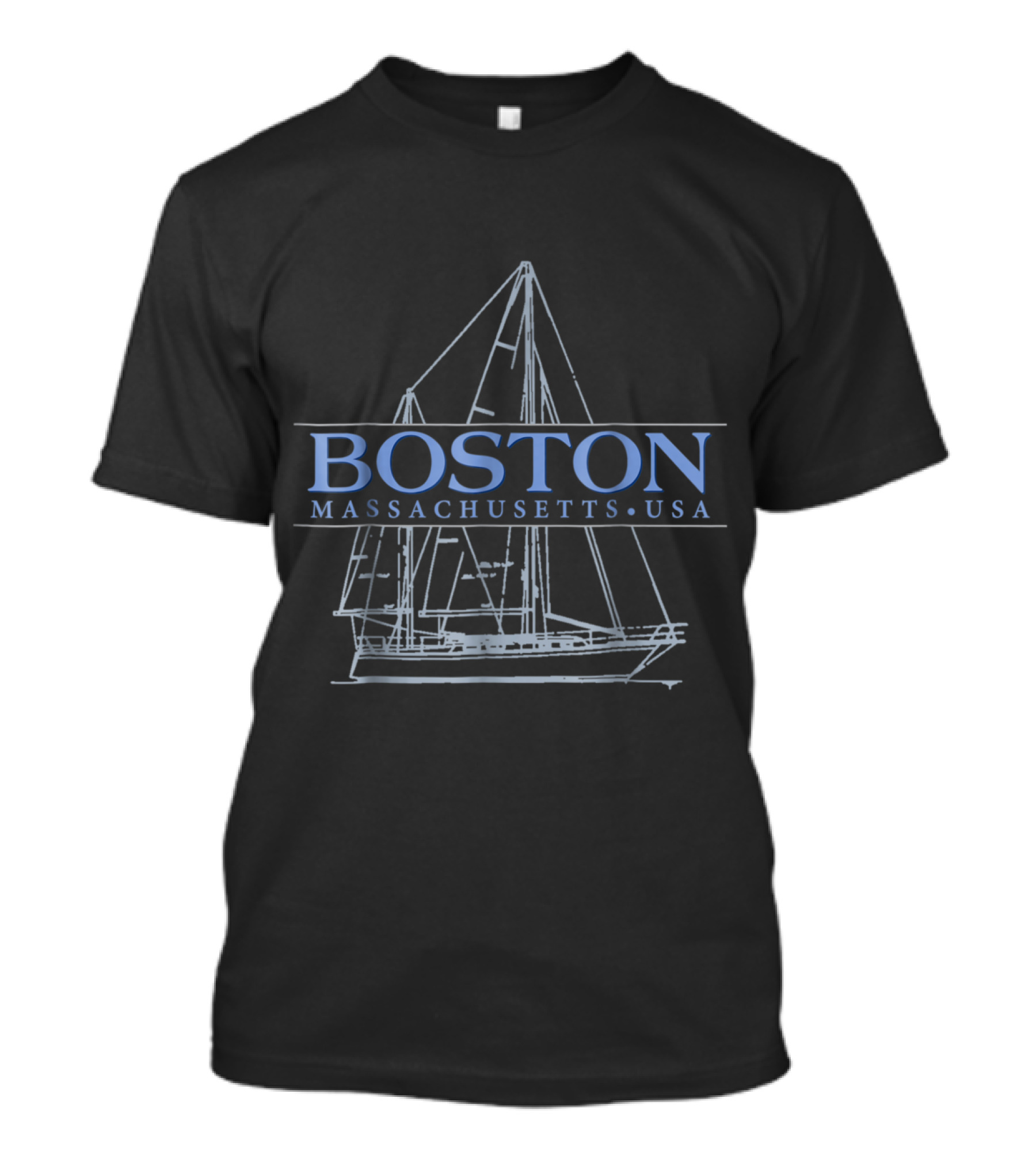 Boston Massachusetts USA Sailing Sketched Schooner T-Shirt
