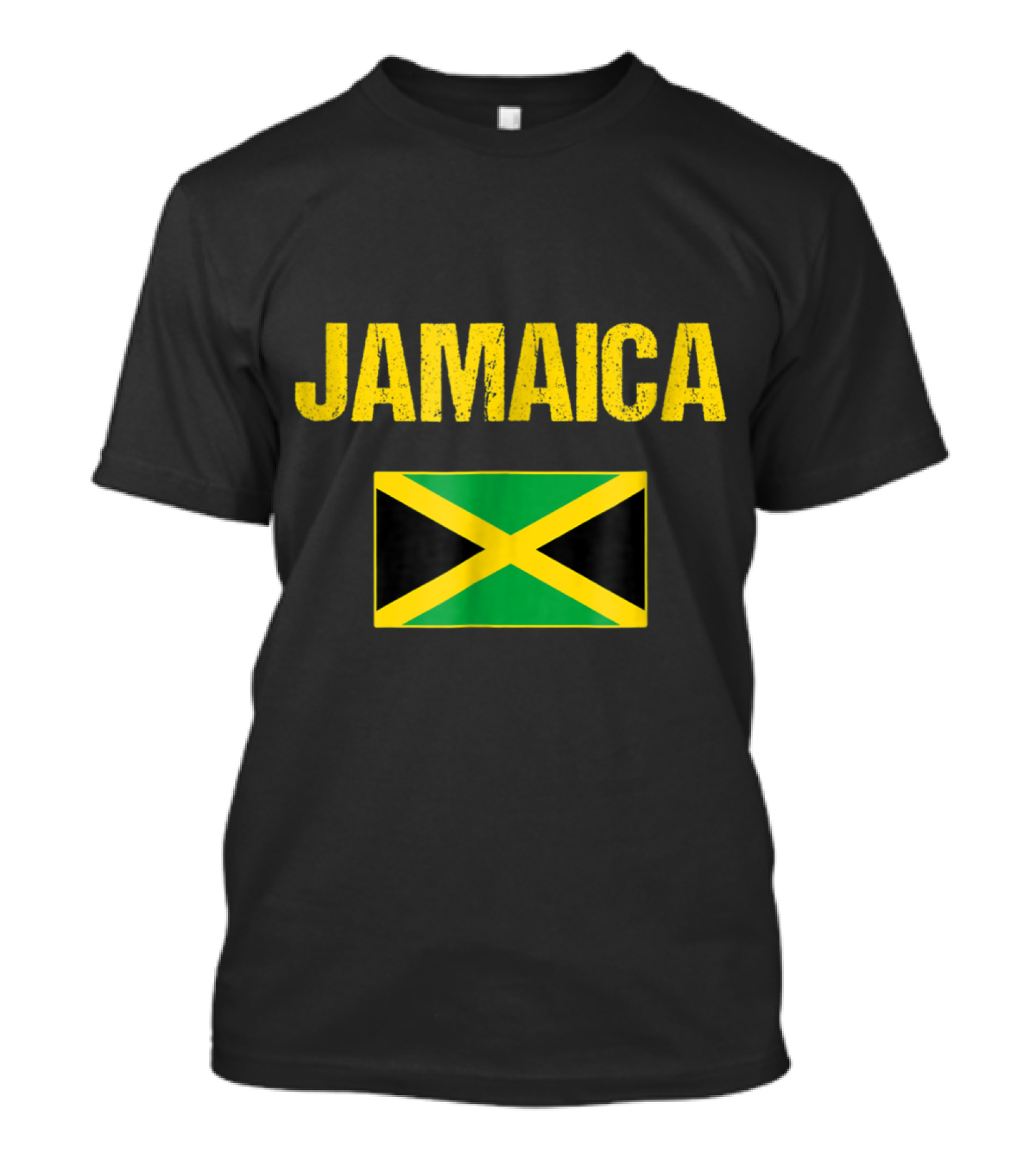 Jamaica Jamaican Flag Textured Yellow Font T-Shirt