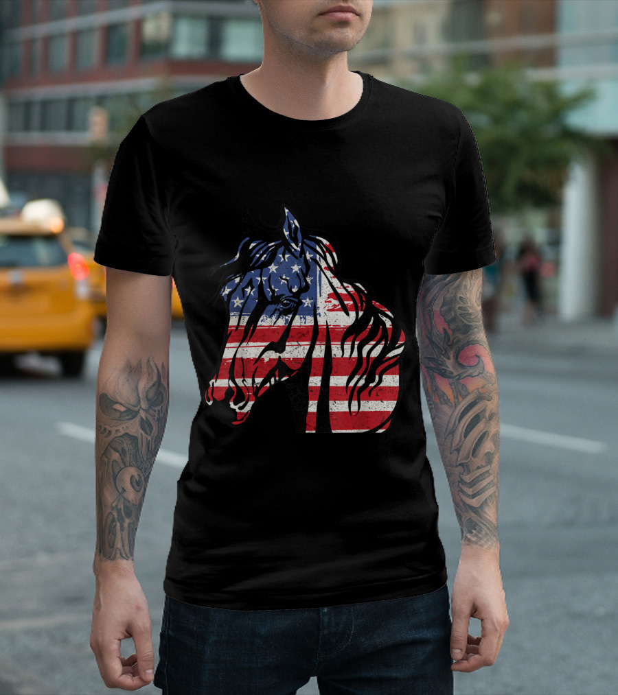 Patriotic Horse Grunge T-Shirt