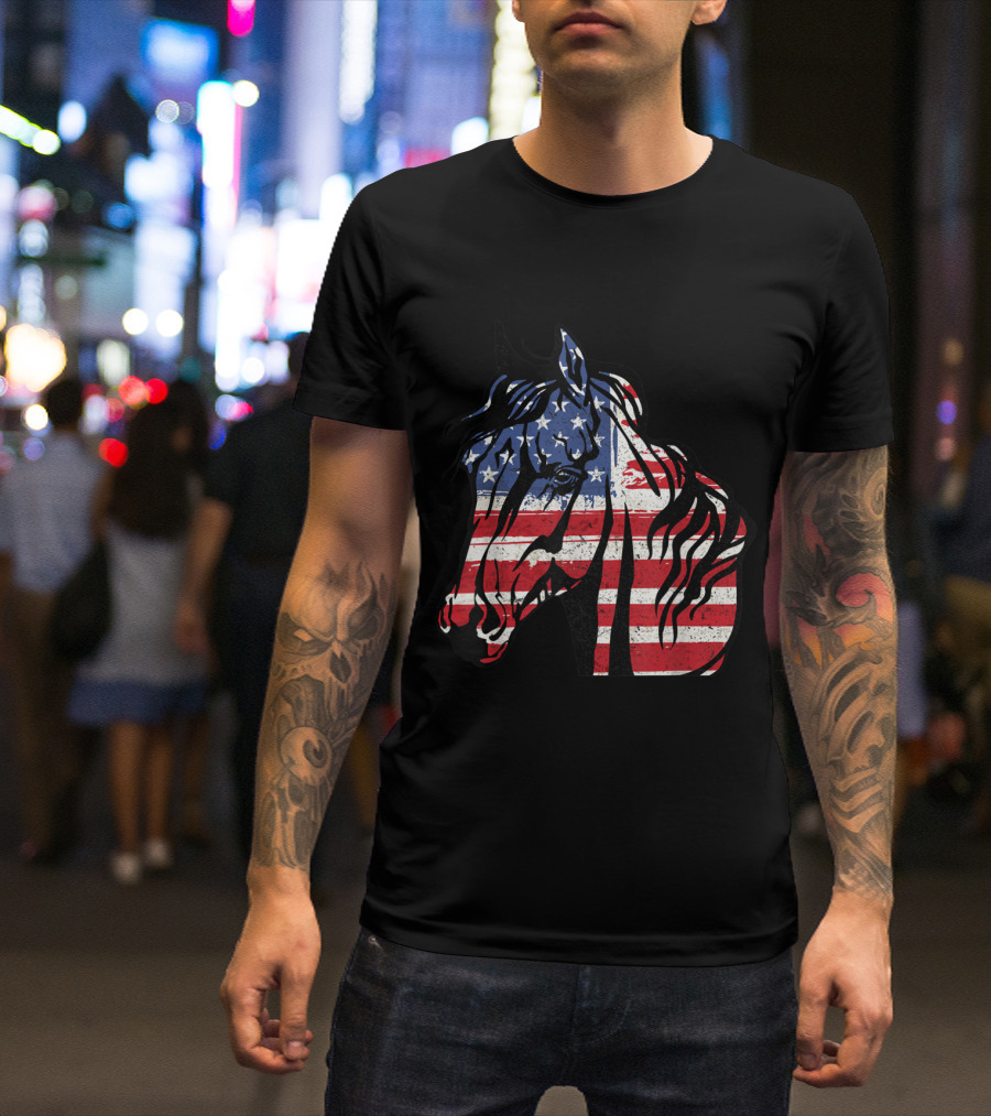 Patriotic Horse Grunge T-Shirt