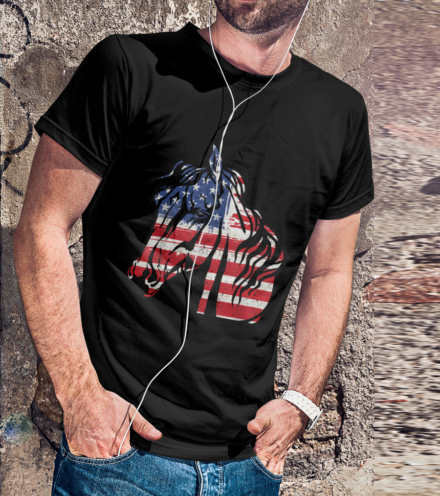 Patriotic Horse Grunge T-Shirt