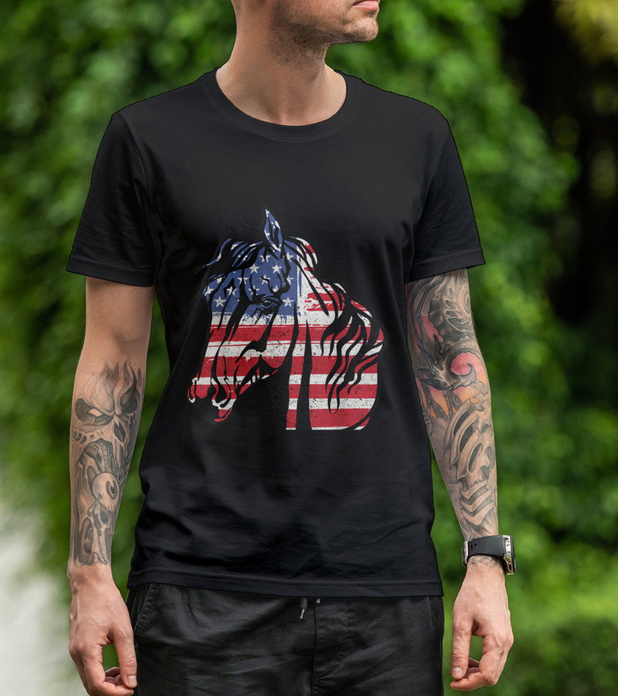 Patriotic Horse Grunge T-Shirt