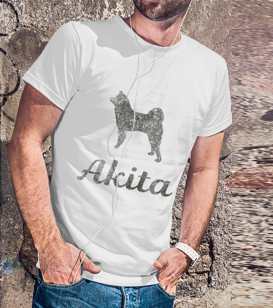 Akita Inu Silhouette With Bold Typeface T-Shirt