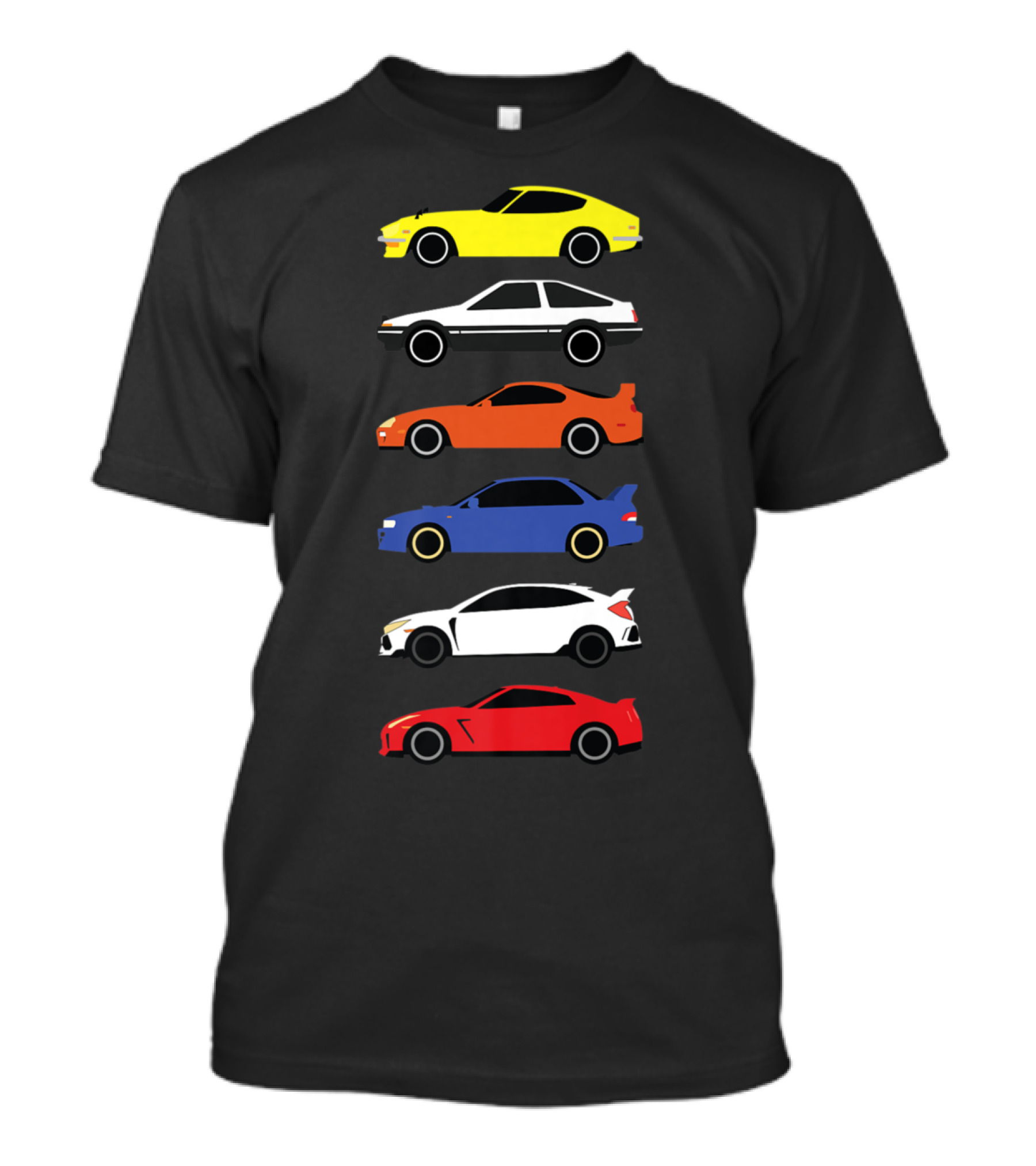 Japanese Car Drifting Turbo 90s Iconic Sports Cars Silhouette Compilation T-Shirt