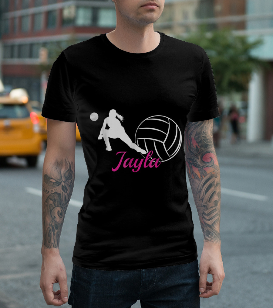 Jayla Volleyball Player Silhouette and Ball T-Shirt