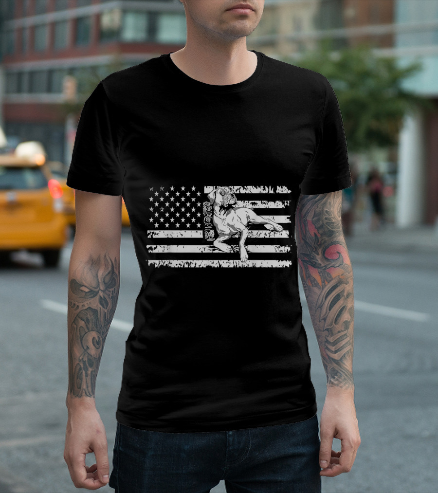 American Flag Boxer Dog Patriotic Fourth Of July T-Shirt