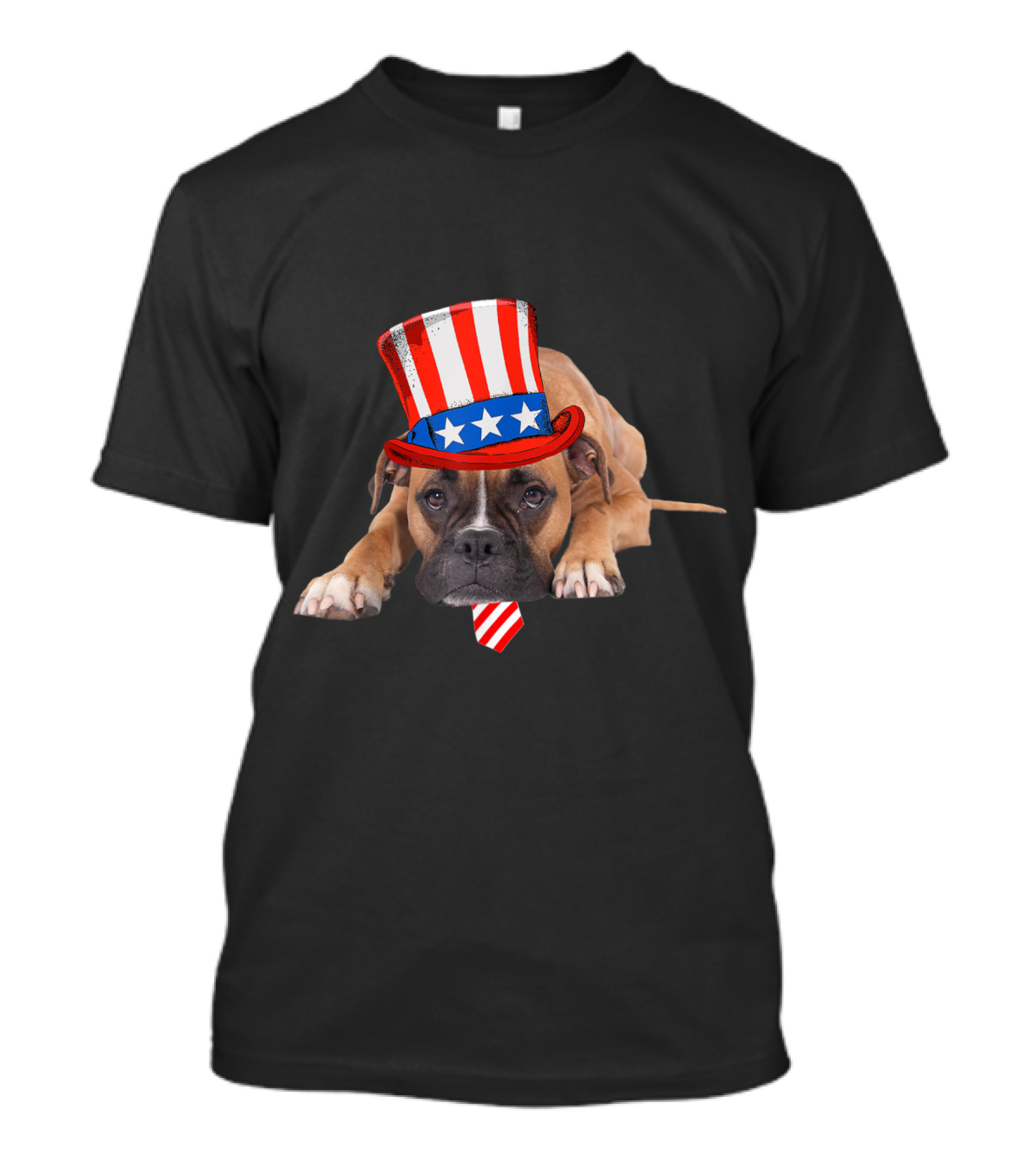 Boxer Dog 4th Of July Patriotic Stars And Stripes Top Hat T-Shirt