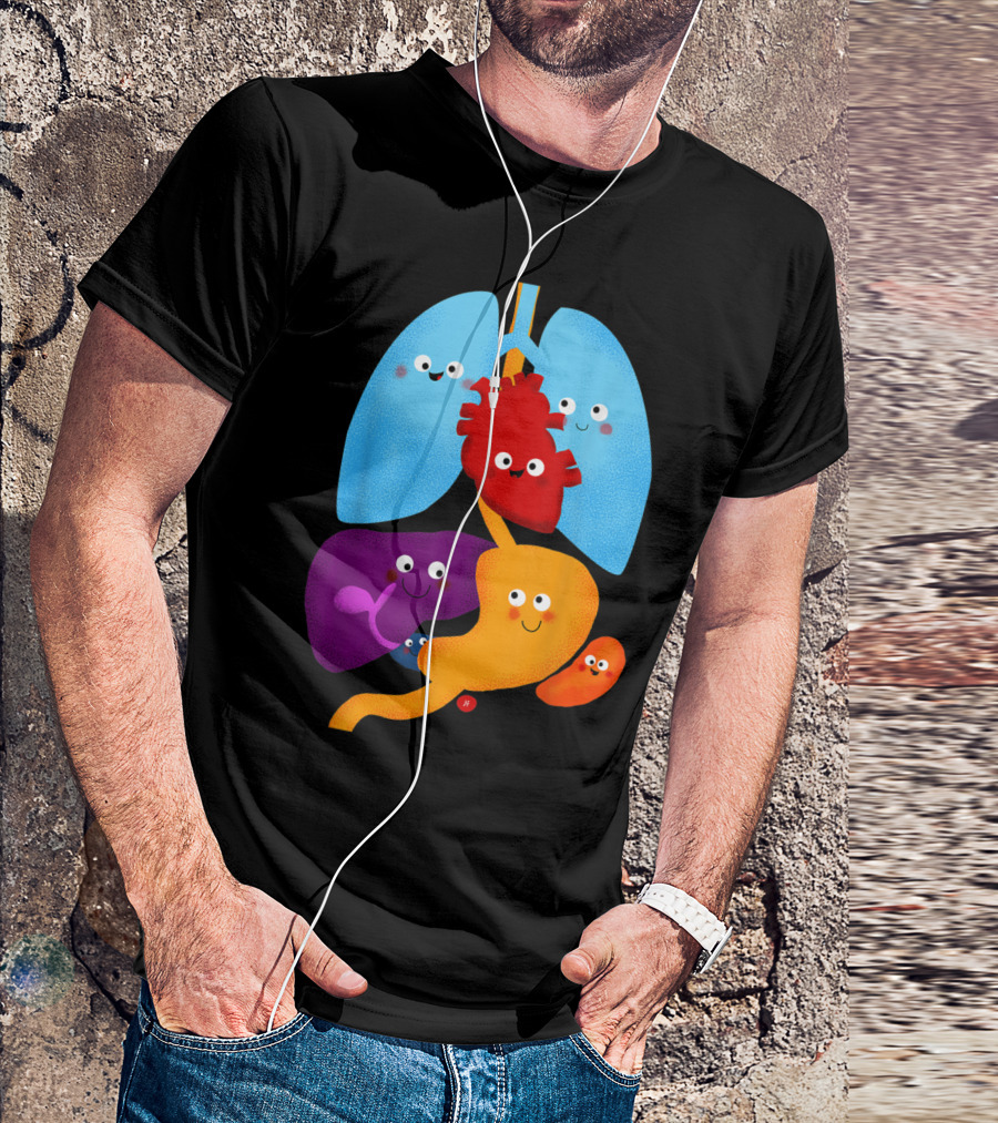Happy Anatomy Heart Lung Cute Cartoon Organs T-Shirt