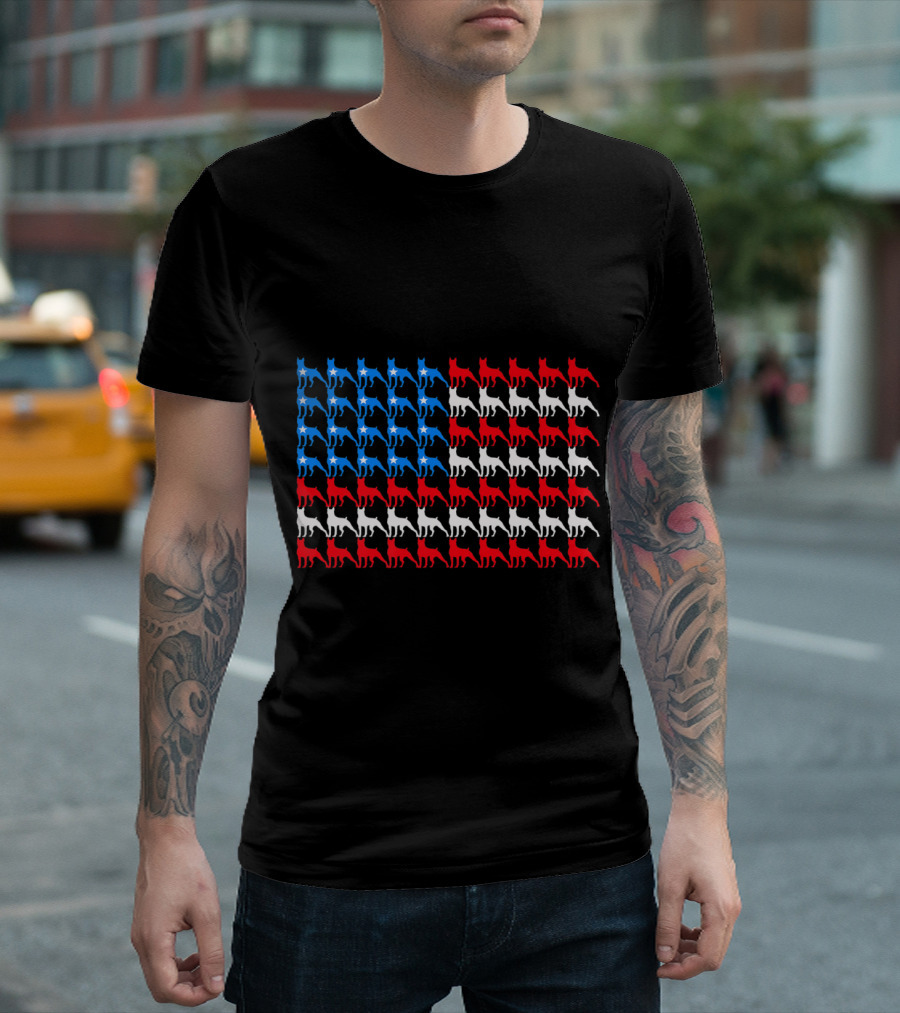 Boxer Dog American Flag 4th of July USA Patriotic T-Shirt