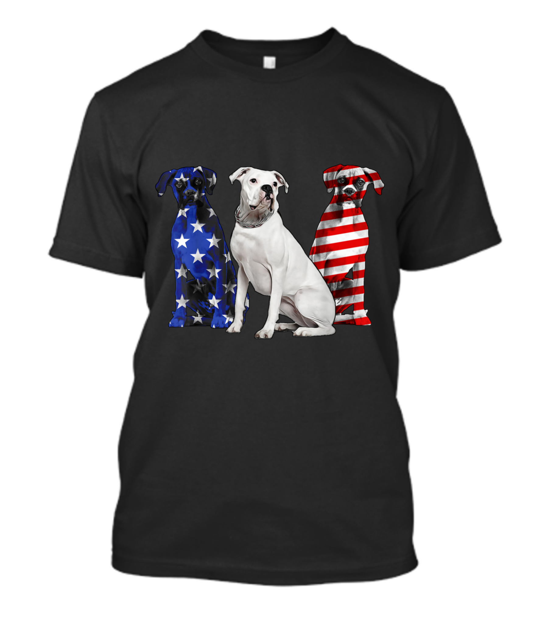 Boxer Dogs In American Flag Patterns For 4th Of July T-Shirt
