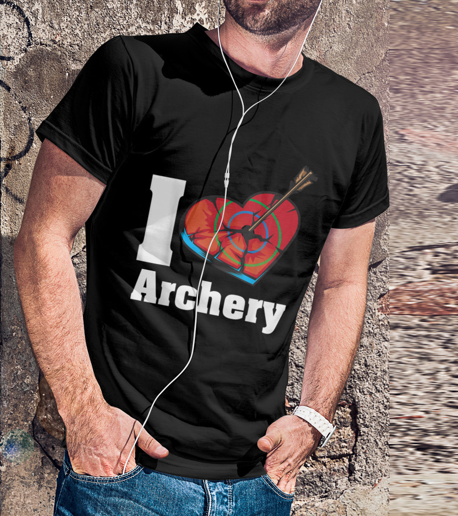 I Love Archery Heart Target With Arrow In Funny Bow T-Shirt