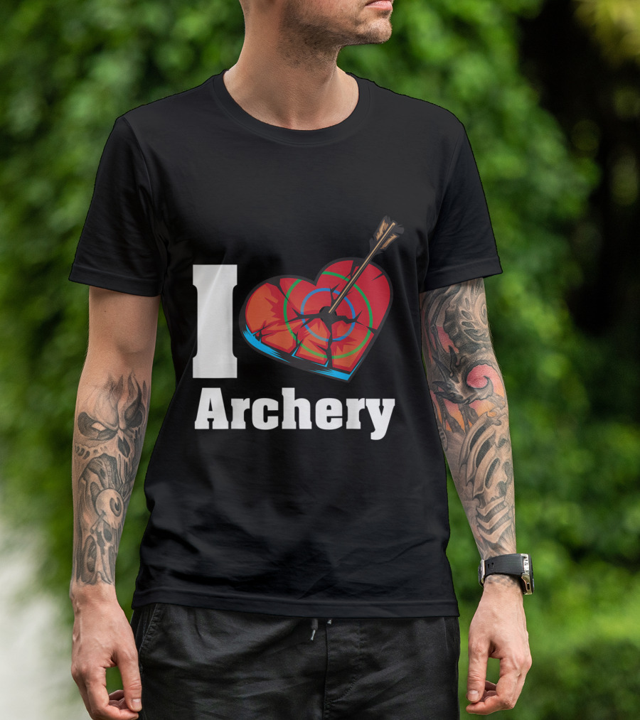 I Love Archery Heart Target With Arrow In Funny Bow T-Shirt
