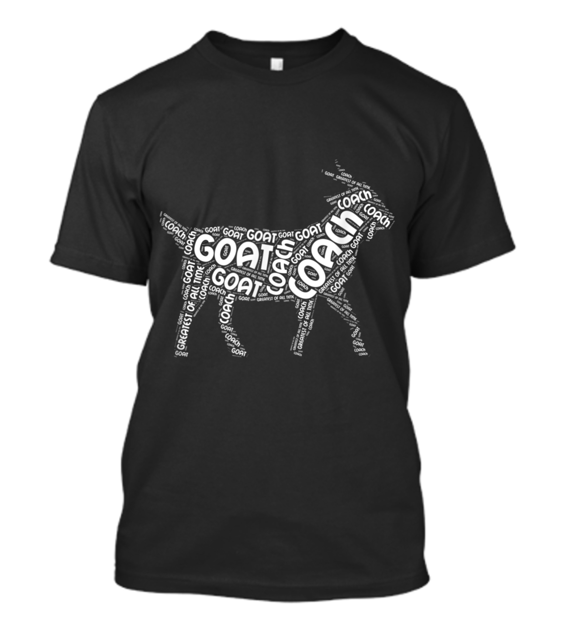 Greatest Coach Of All Time GOAT Coach Word Cloud Goat Shape T-Shirt