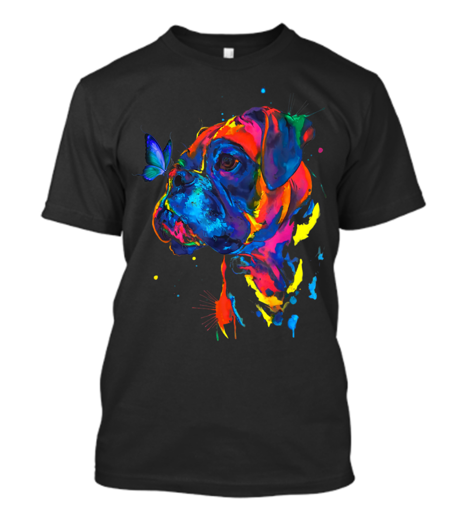 Boxer And Butterfly Vibrant Color Splash T-Shirt