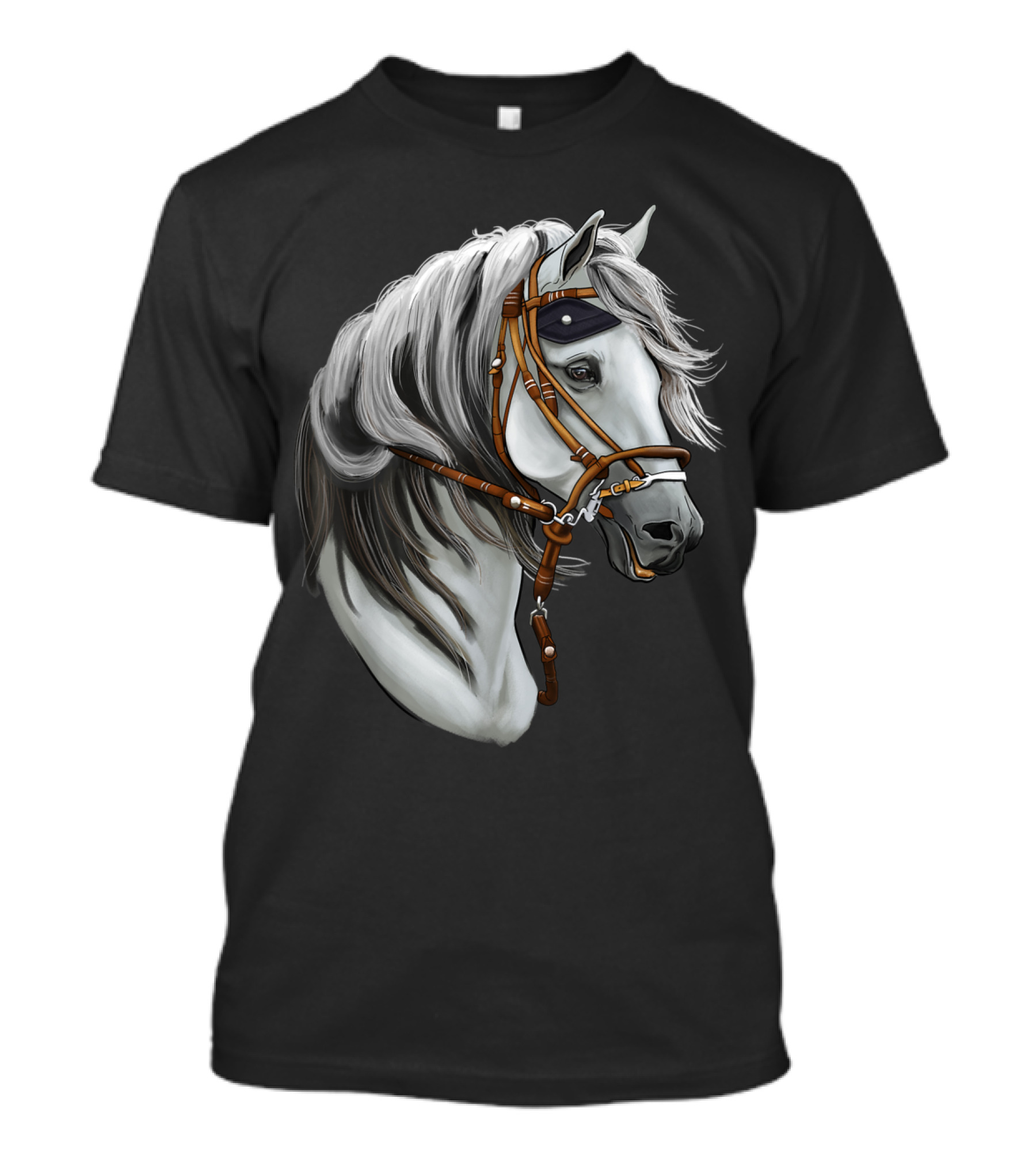 Animated Grey Horse Head With Bridle T-Shirt