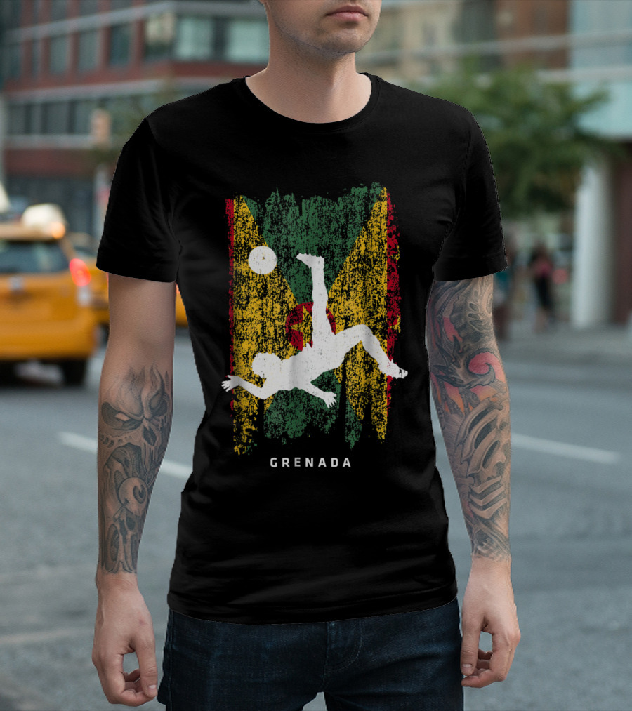 Grenada Flag Soccer Player Action T-Shirt
