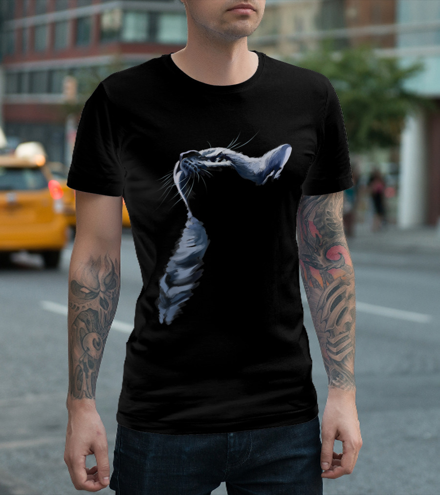 Grey Cat Abstract Shadowed Cats T-Shirt