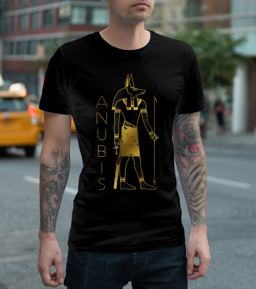 Anubis Black and Gold Egyptian God Design rgP64 T-Shirt