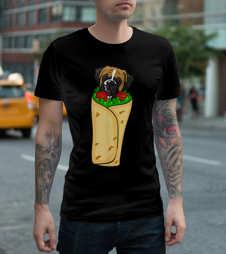 Boxer Dog in Burrito Costume for Mexican Cinco De Mayo T-Shirt