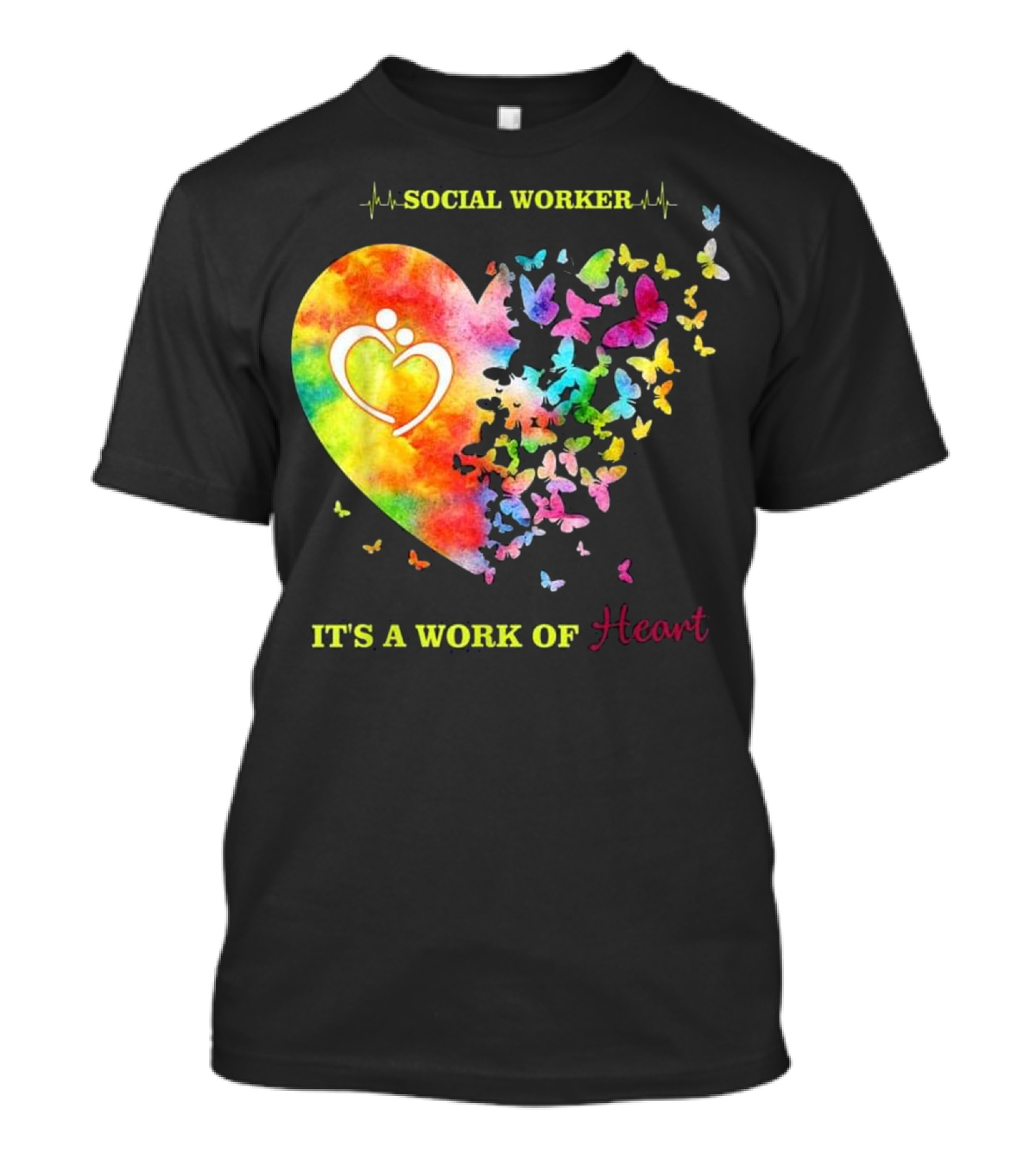 Social Worker It's A Work Of Heart Colorful Butterflies T-Shirt