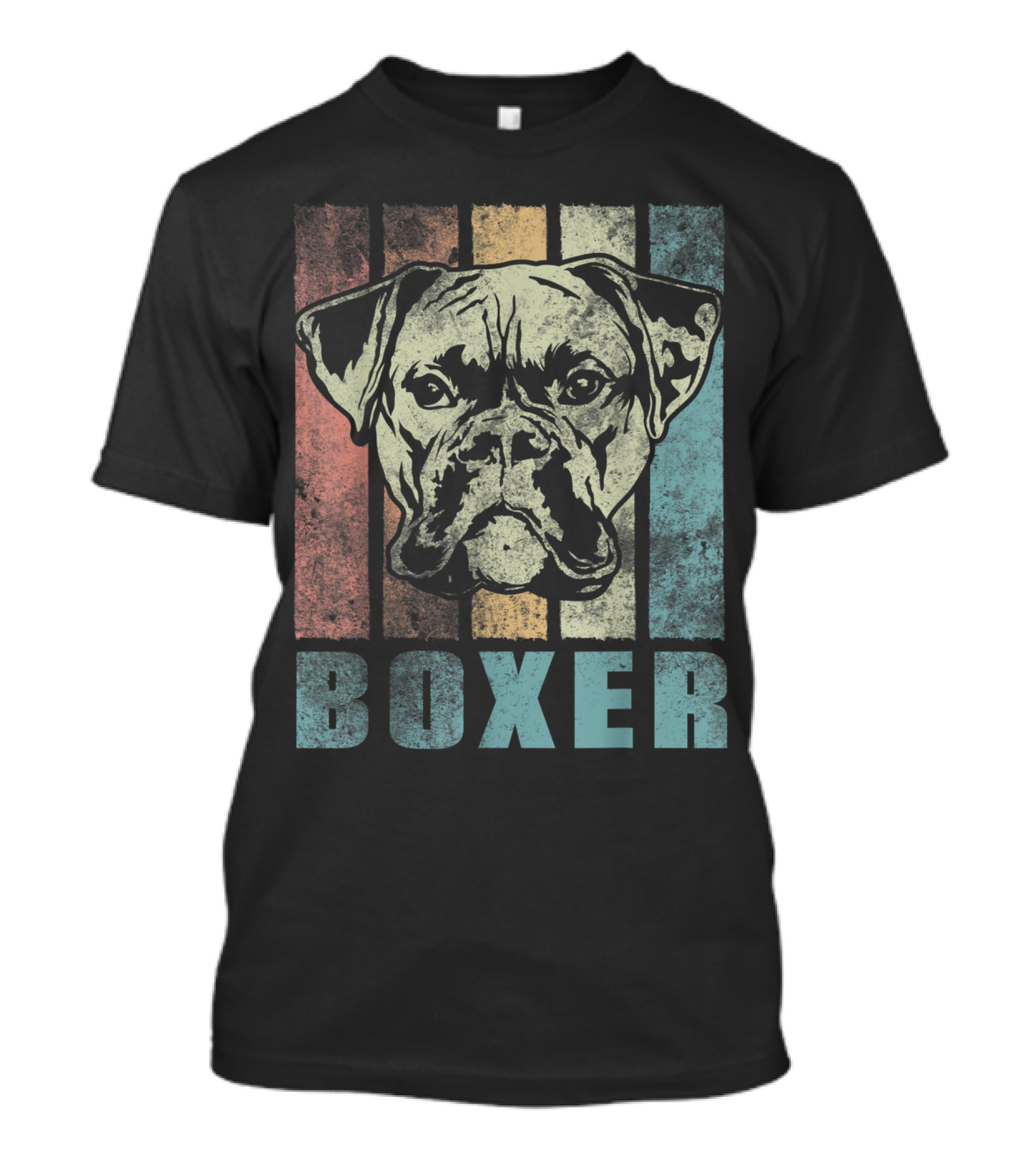 Boxer Dog Retro Color Stripes T-Shirt