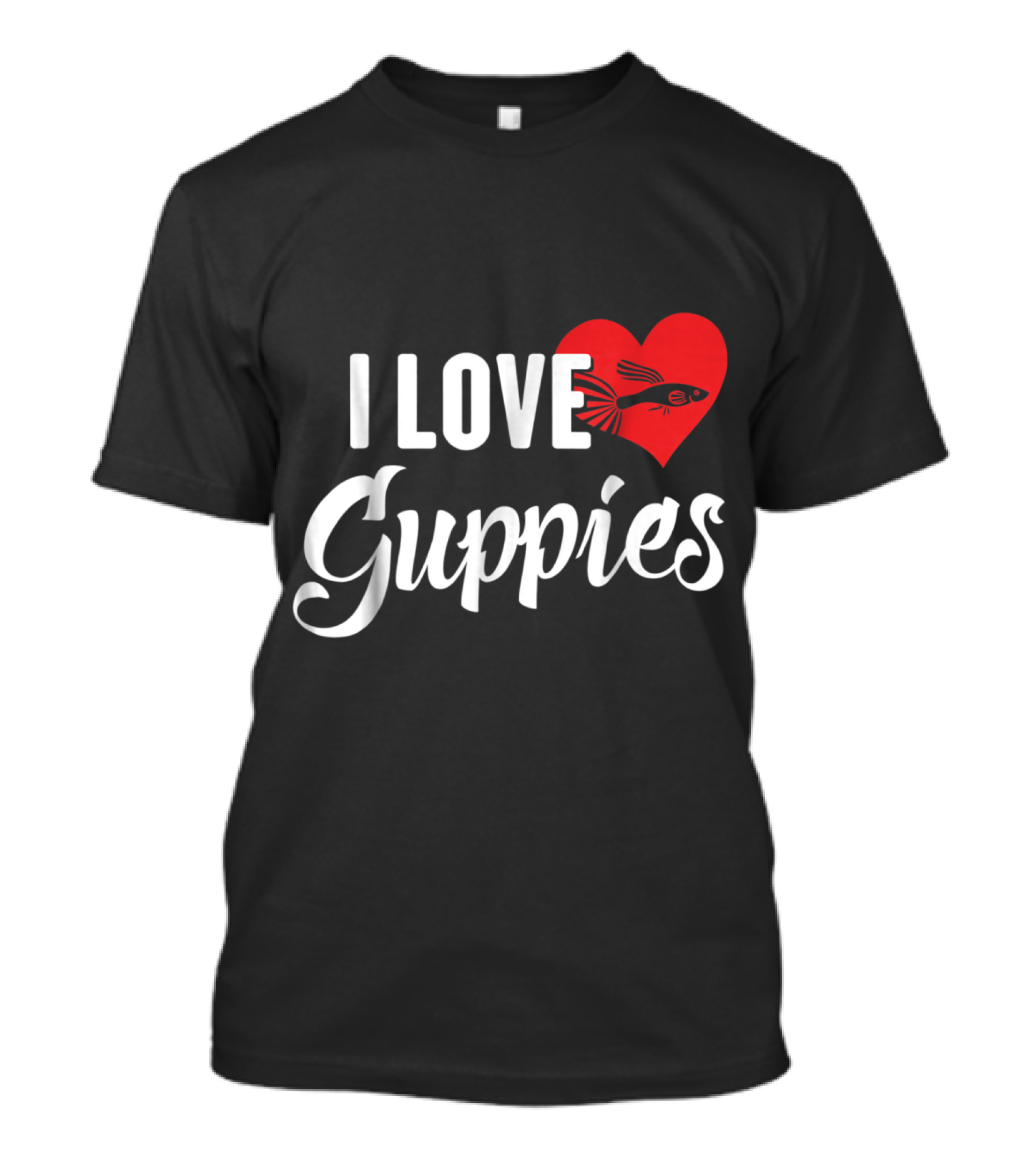 I Love Guppies With Heart Fish Design For Fish Lovers T-Shirt