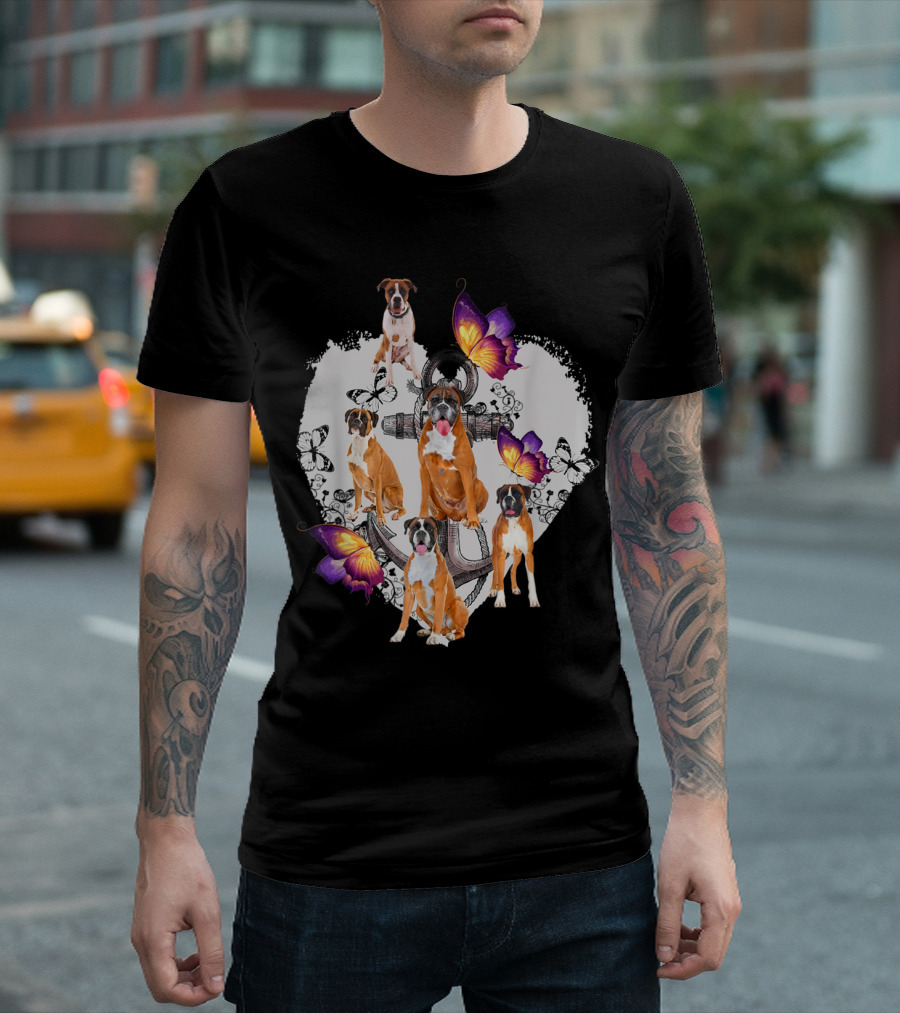 BOXER DOG IN MY HEART ANCHOR AND BUTTERFLY T-Shirt