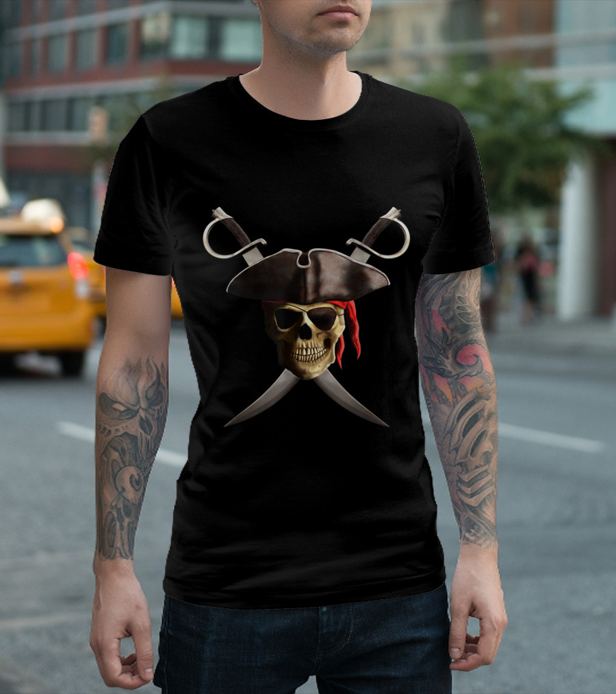 Jolly Roger Pirate Skull And Crossed Swords Iconic T-Shirt