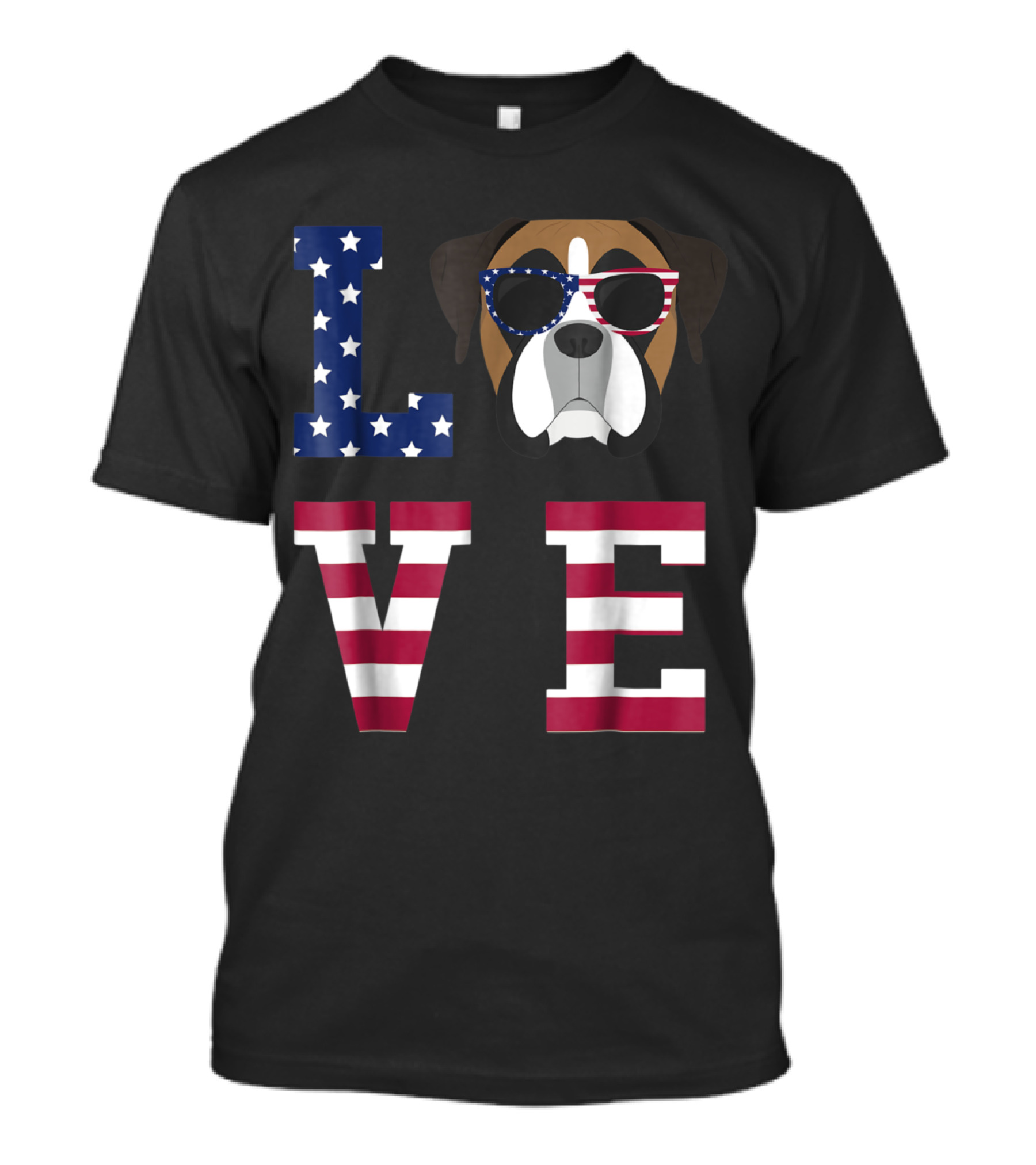 Patriotic Boxer Dog Love Stars And Stripes 4th Of July T-Shirt
